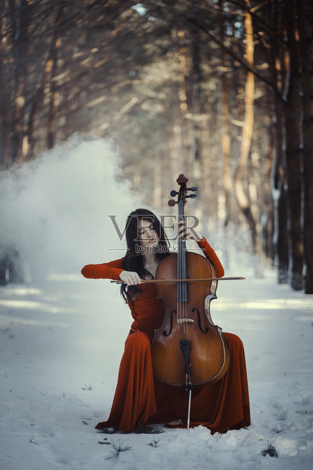 大提琴的女孩照片摄影图片