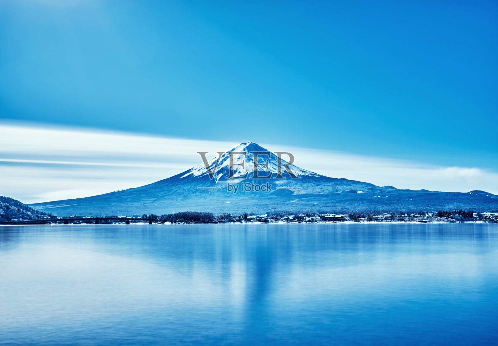 长期曝光的富士山照片摄影图片