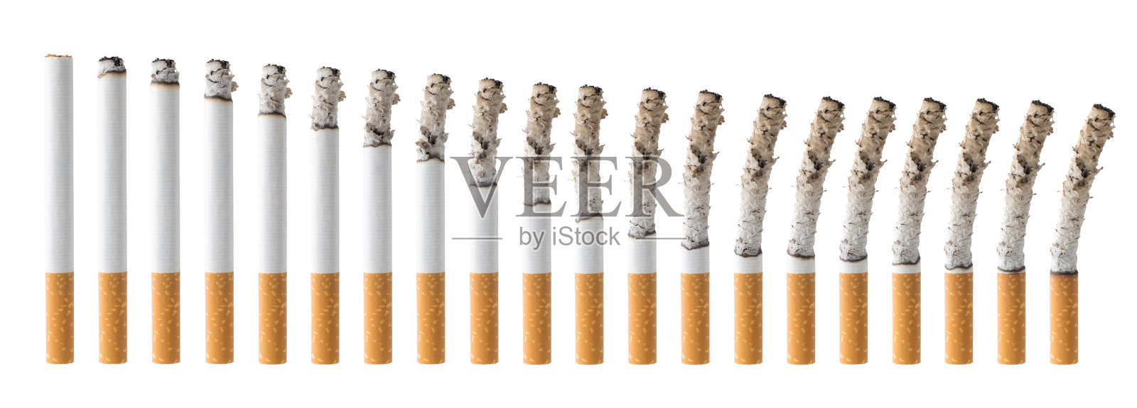 一组不同燃烧阶段的香烟照片摄影图片