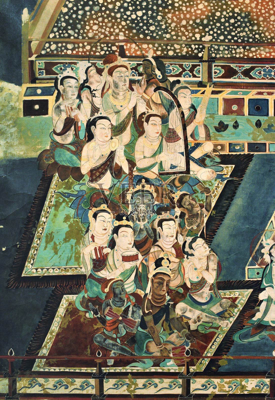 中国敦煌佛教壁画的一部分照片摄影图片