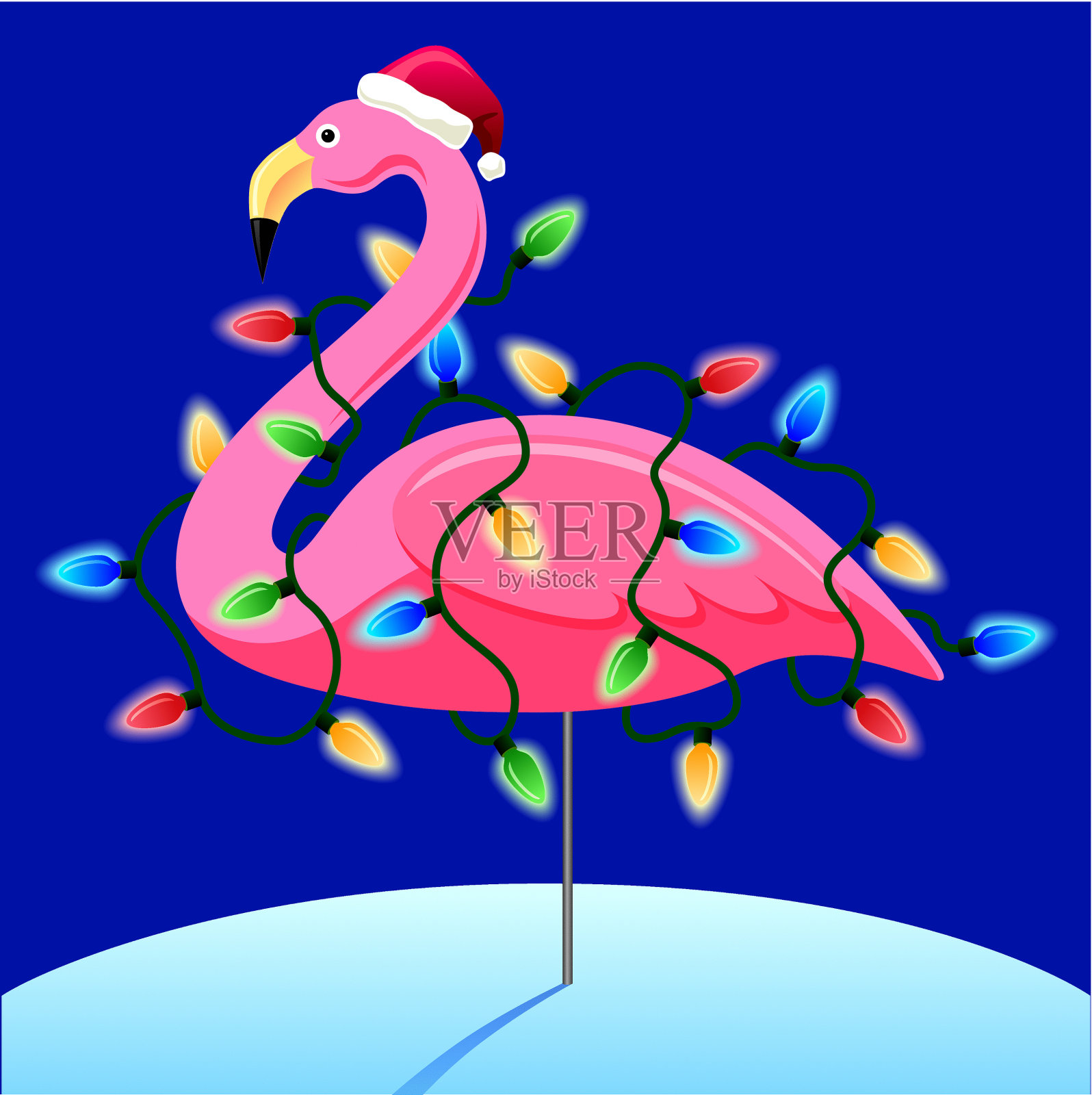 圣诞节的火烈鸟插画图片素材