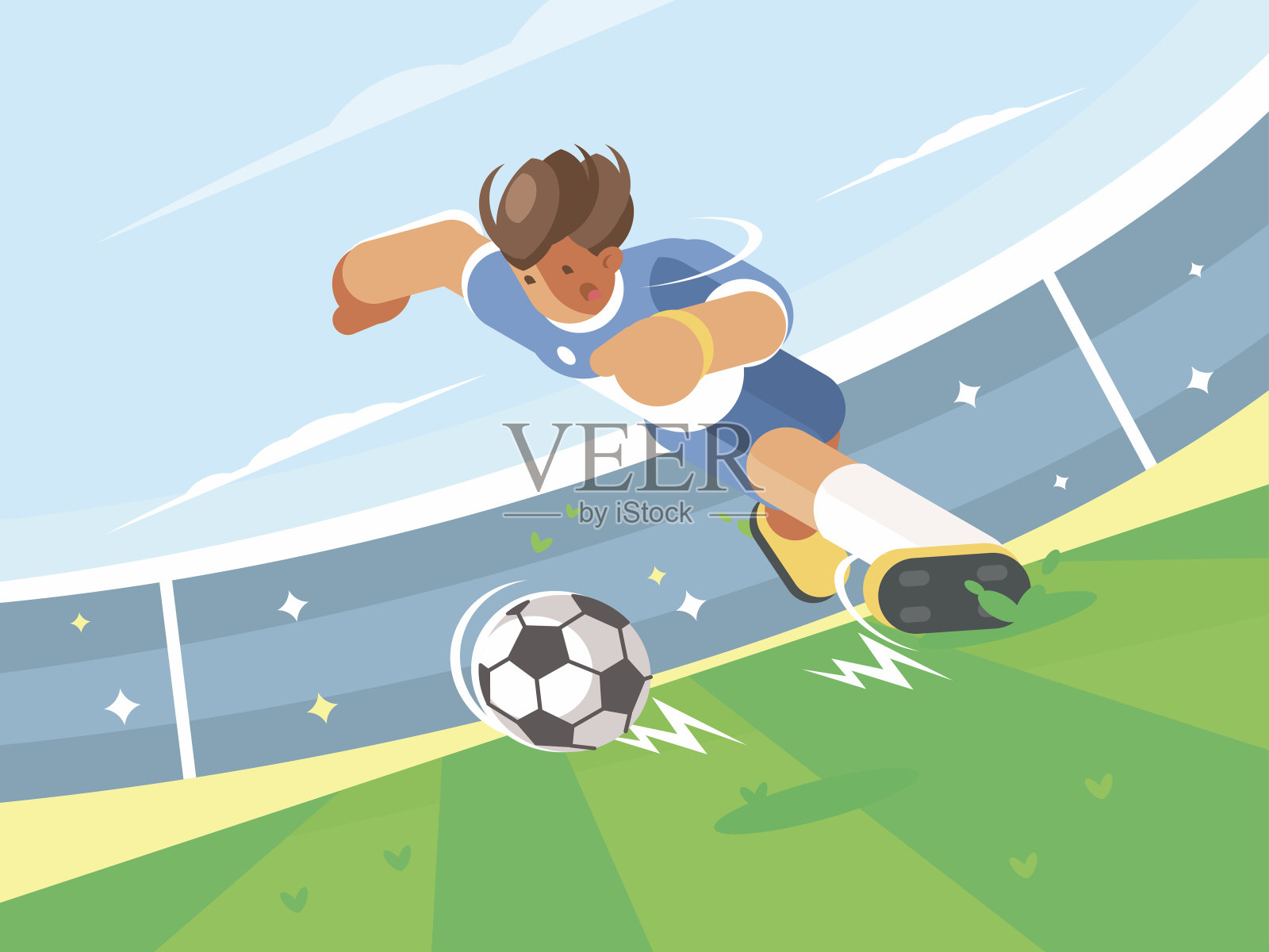 足球运动员带球奔跑插画图片素材