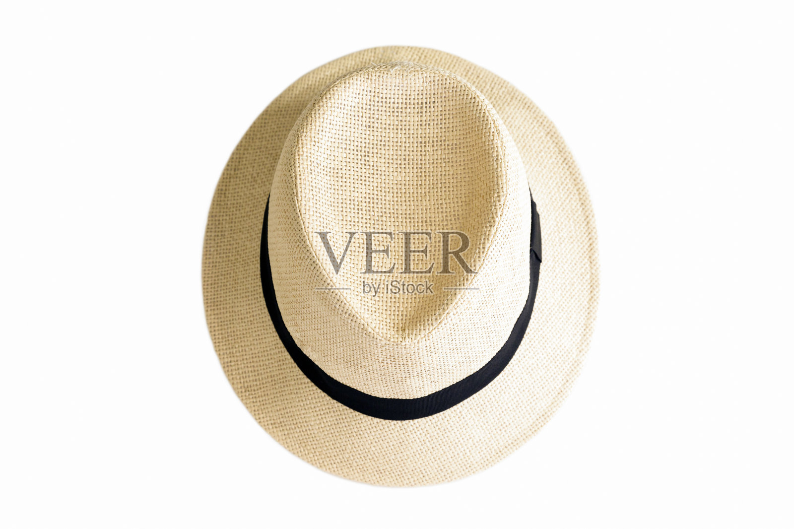 夏天的帽子，草帽孤立在白色的背景上，复制空间照片摄影图片