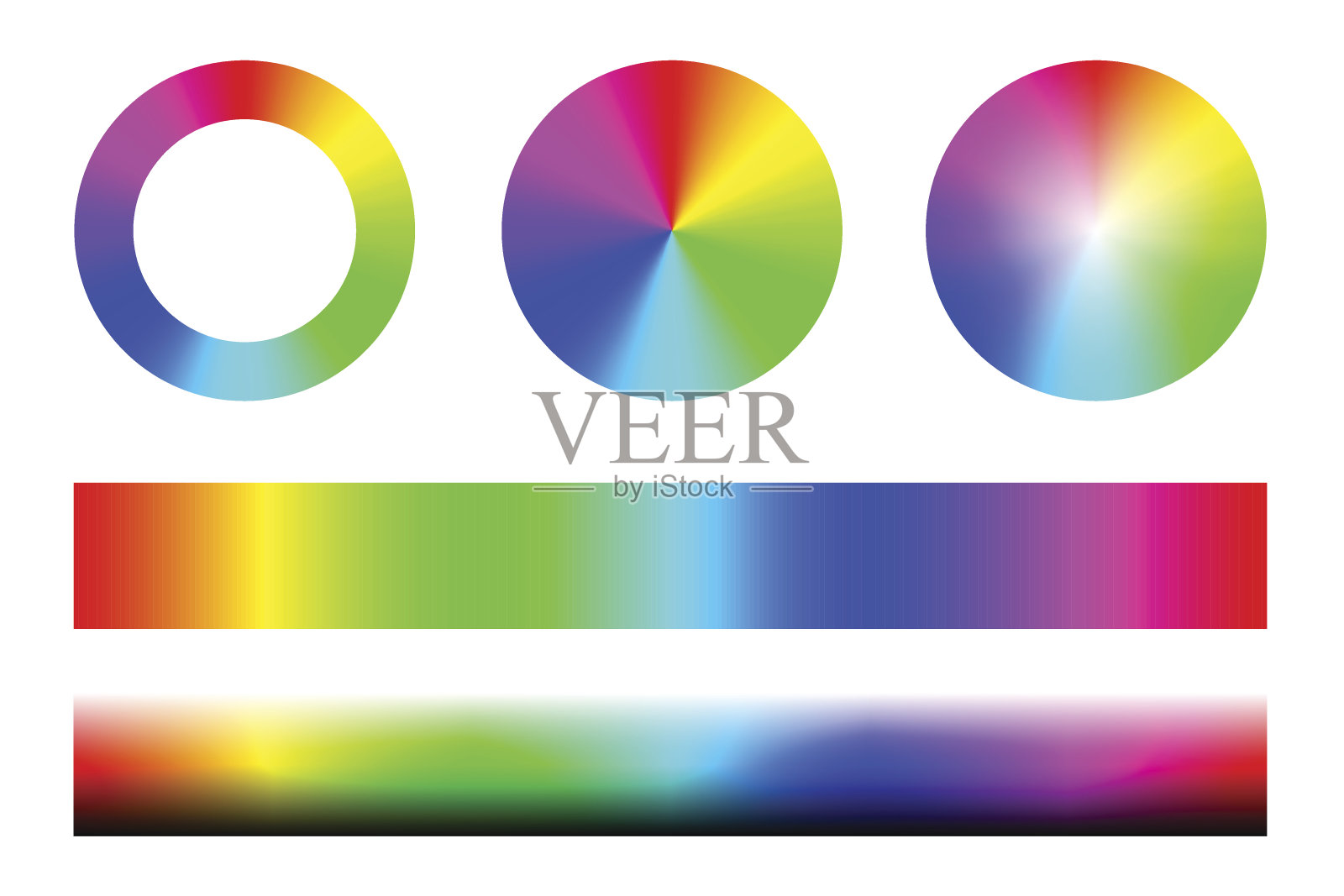 一套彩色光谱RGB，轮圈和条纹。向量插画图片素材