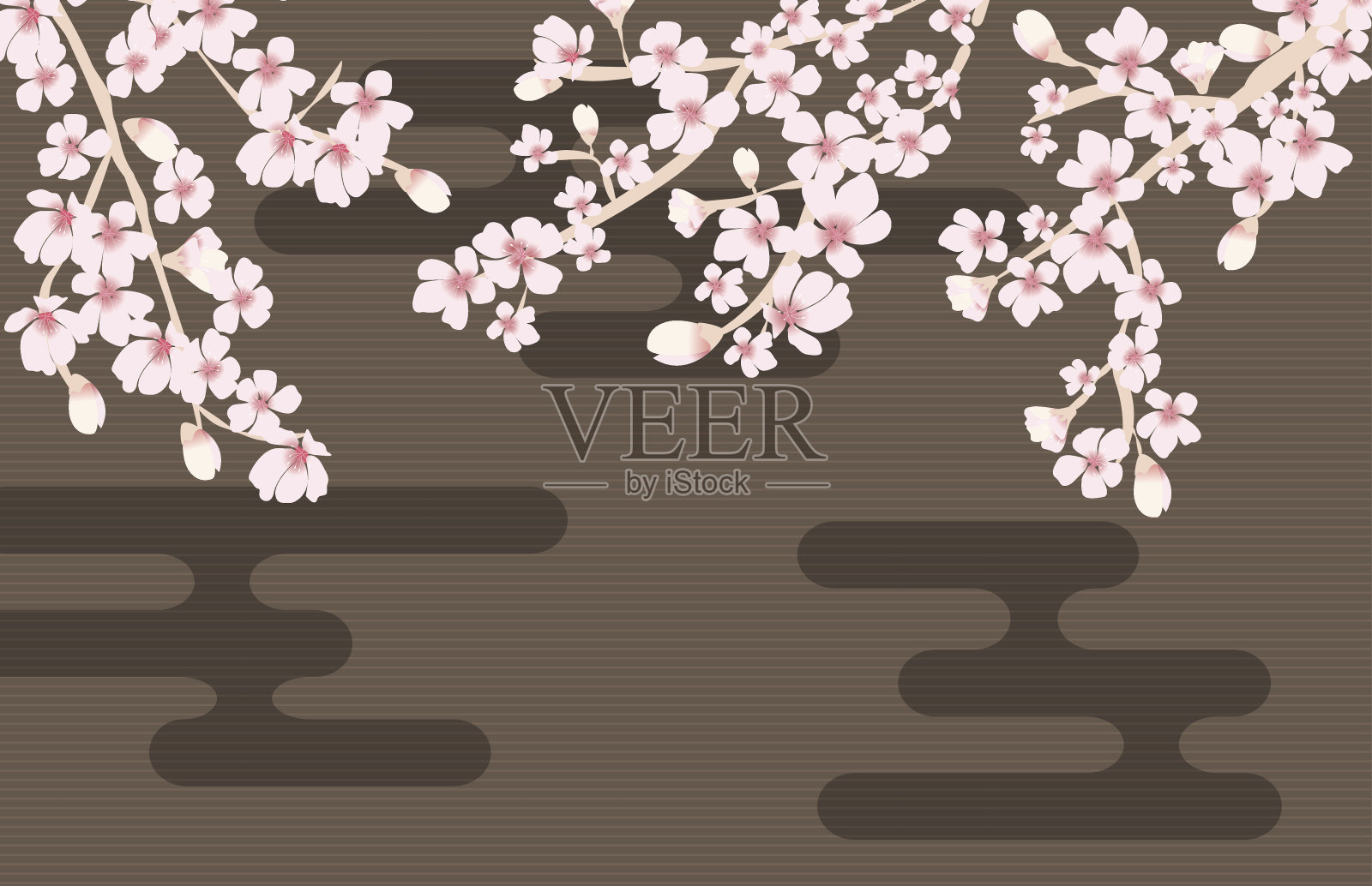 樱花花日本自然背景向量插画图片素材
