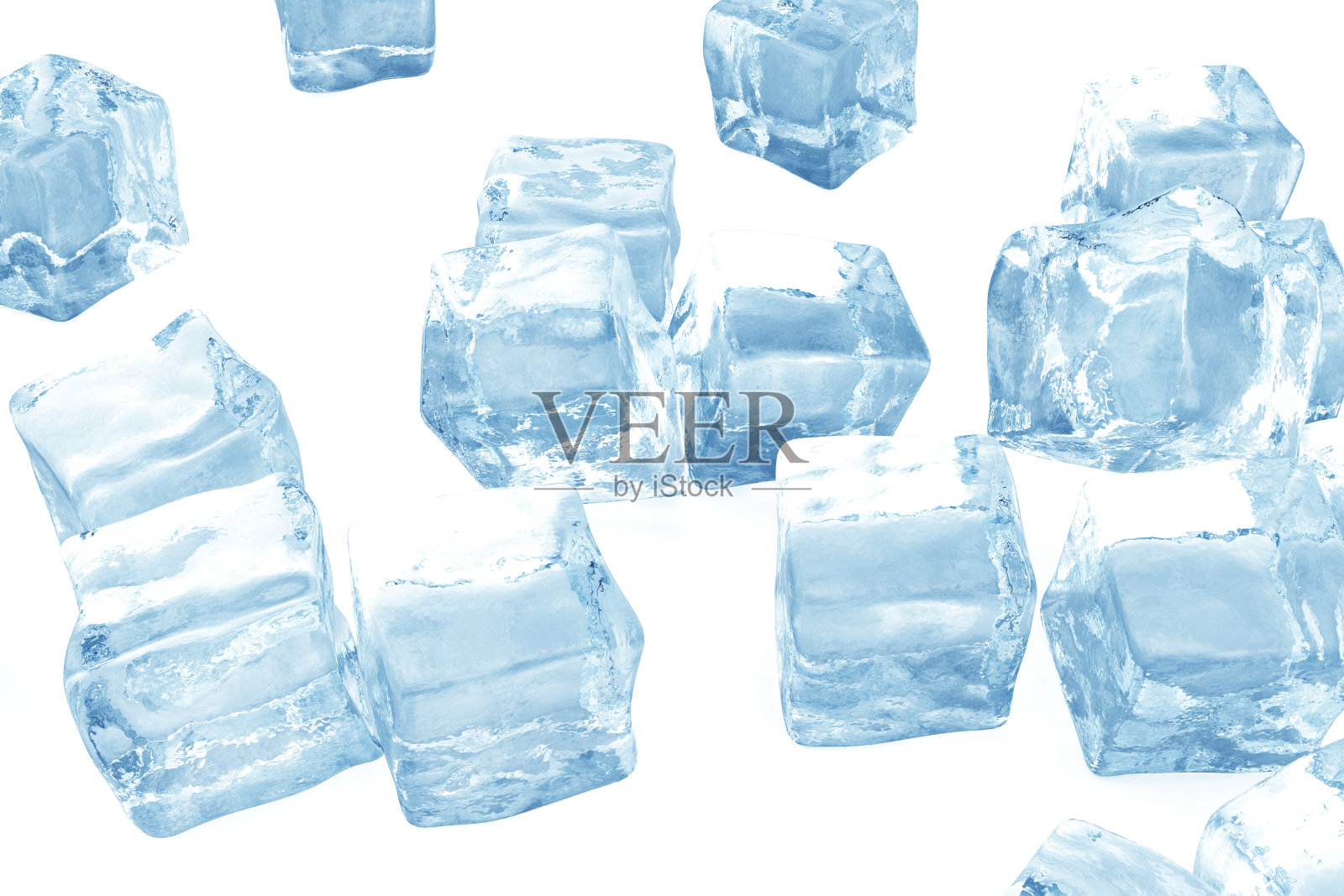 冰块背景，蓝色冰块堆。三维渲染设计元素图片