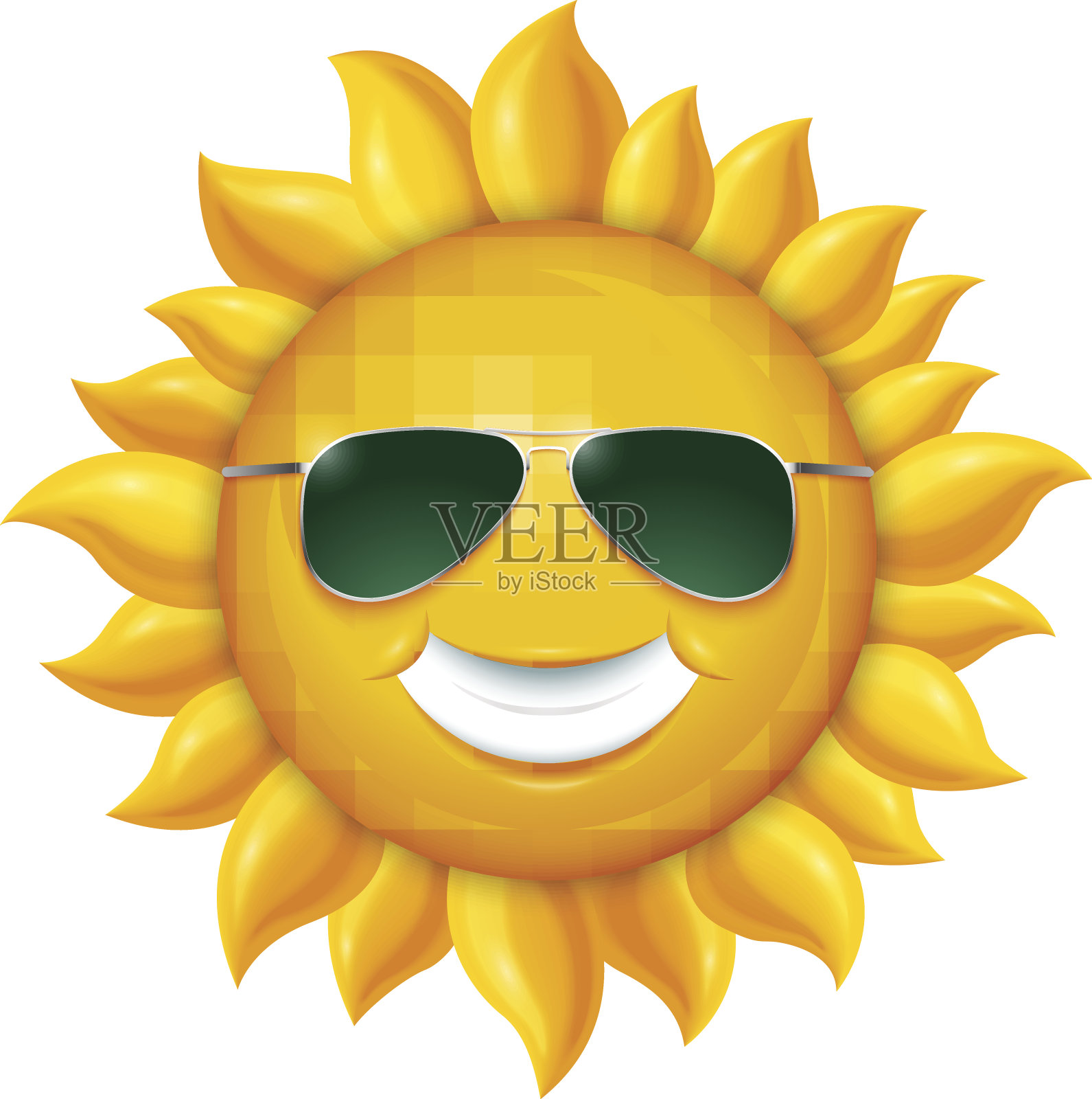 戴着太阳镜的夏日阳光。矢量插图孤立在白色背景插画图片素材