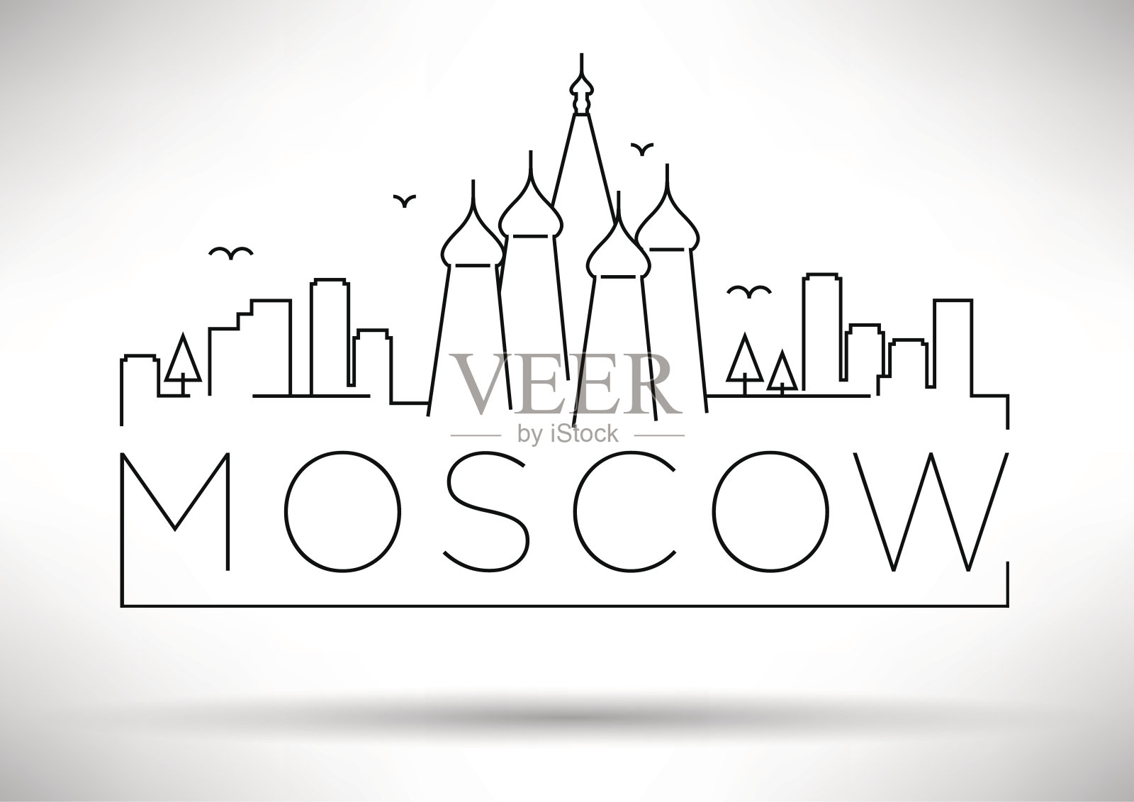 莫斯科城市线条剪影排版设计插画图片素材