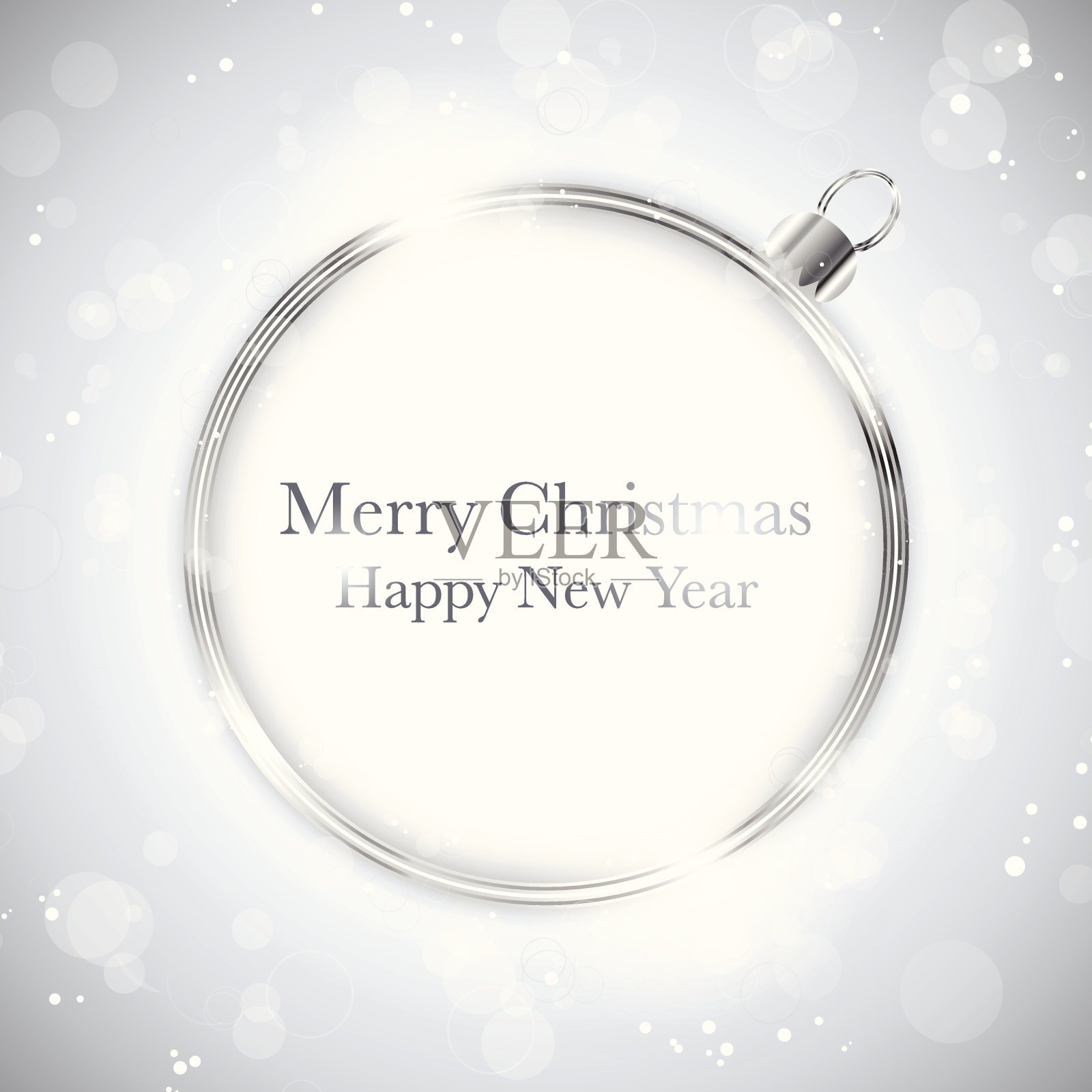 圣诞和新年的祝福，寄在银球上插画图片素材