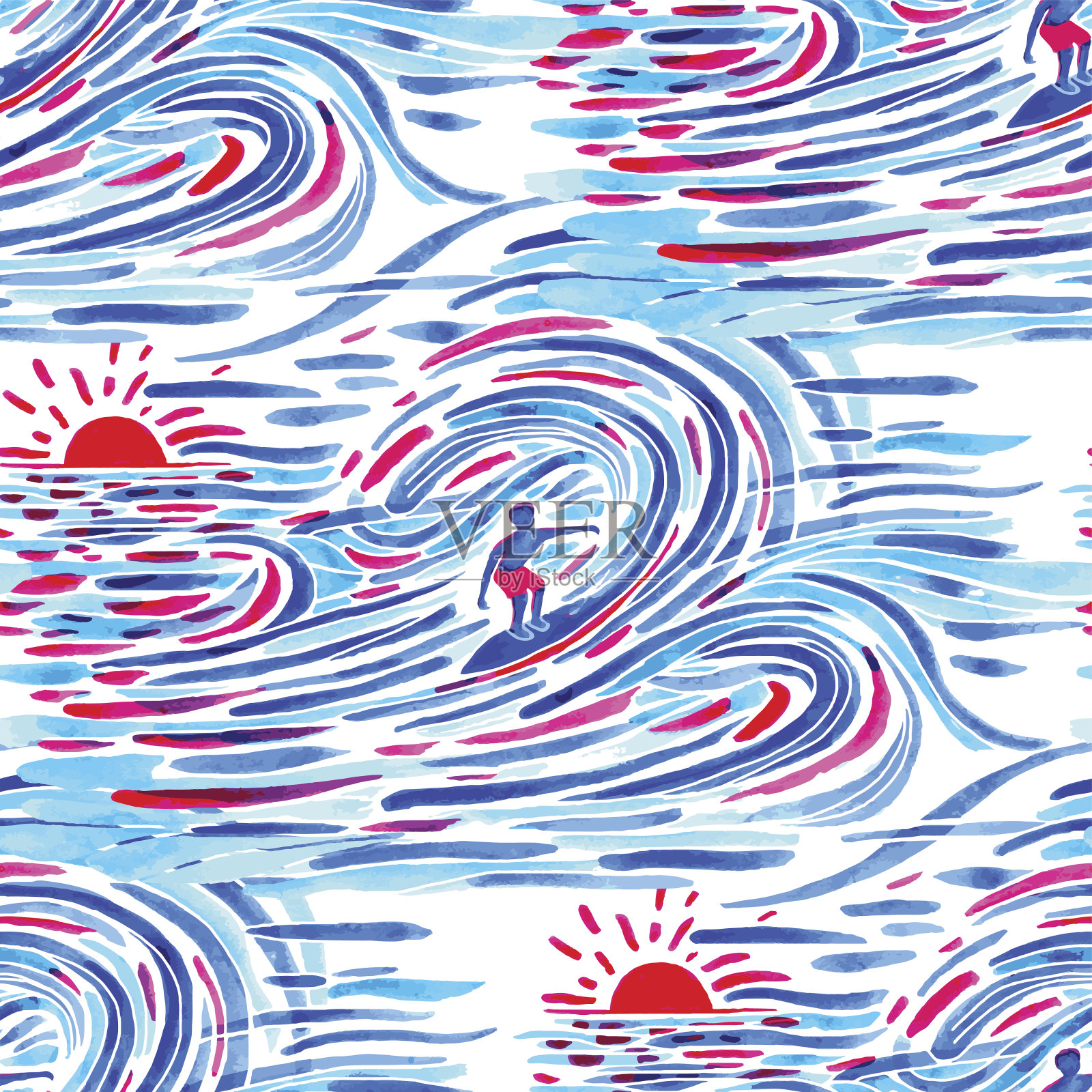 冲浪iseamless模式插画图片素材