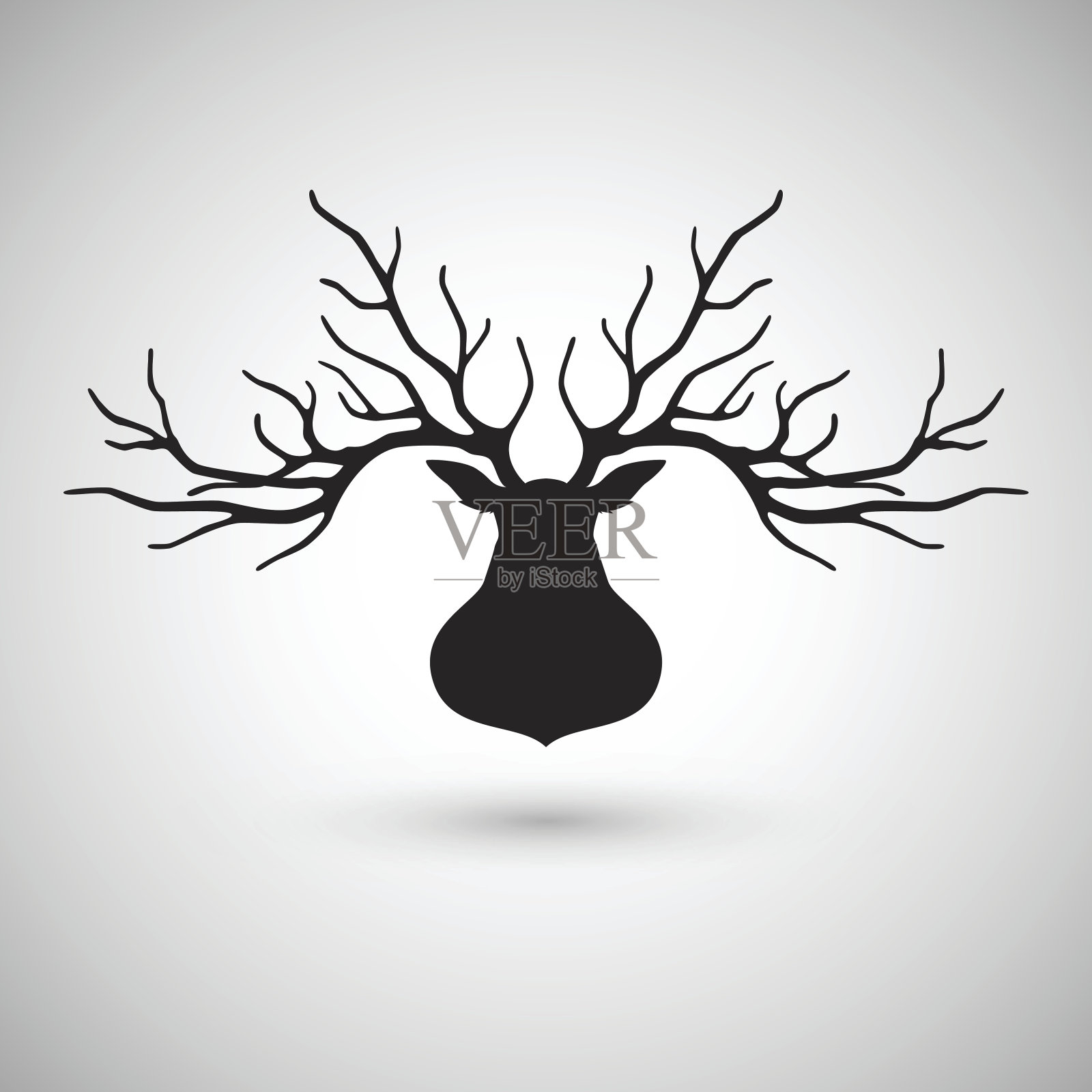 鹿头剪影标志设计，矢量插图设计元素图片