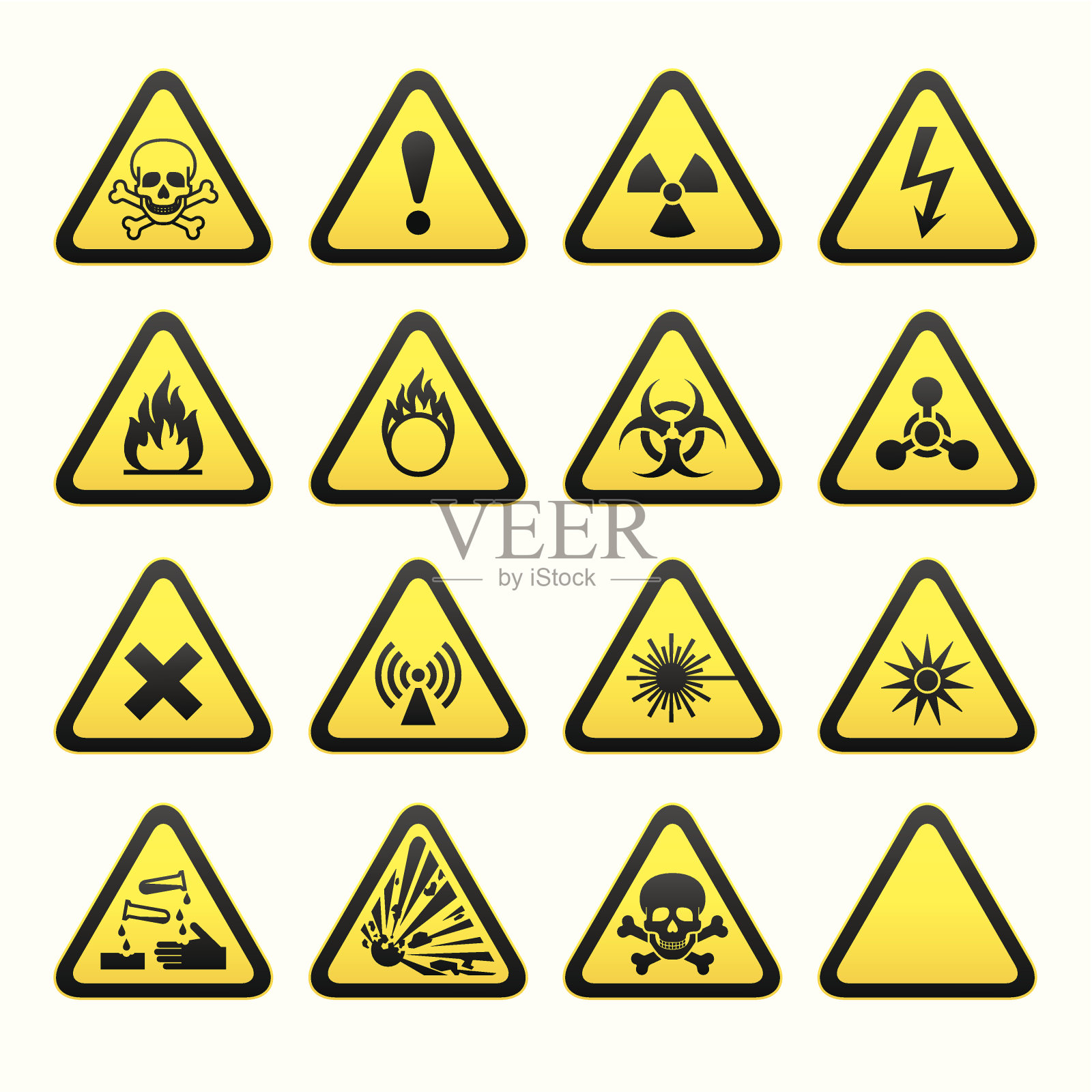 一组三角形危险警告标志插画图片素材