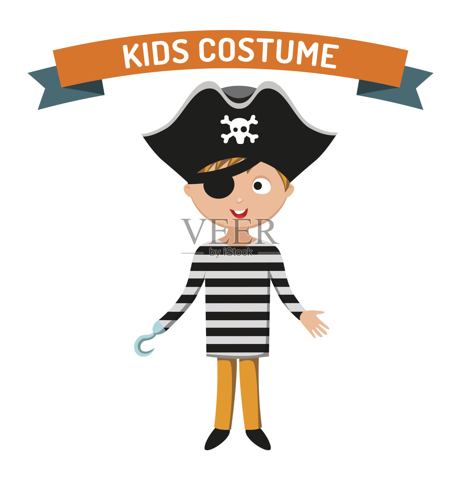 海盗儿童服装孤立矢量插图插画图片素材