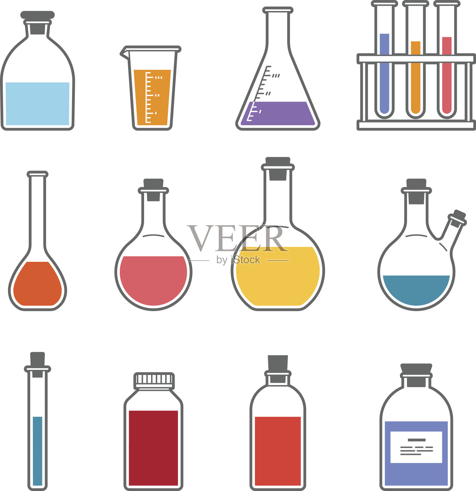 化学玻璃器皿图标插画图片素材
