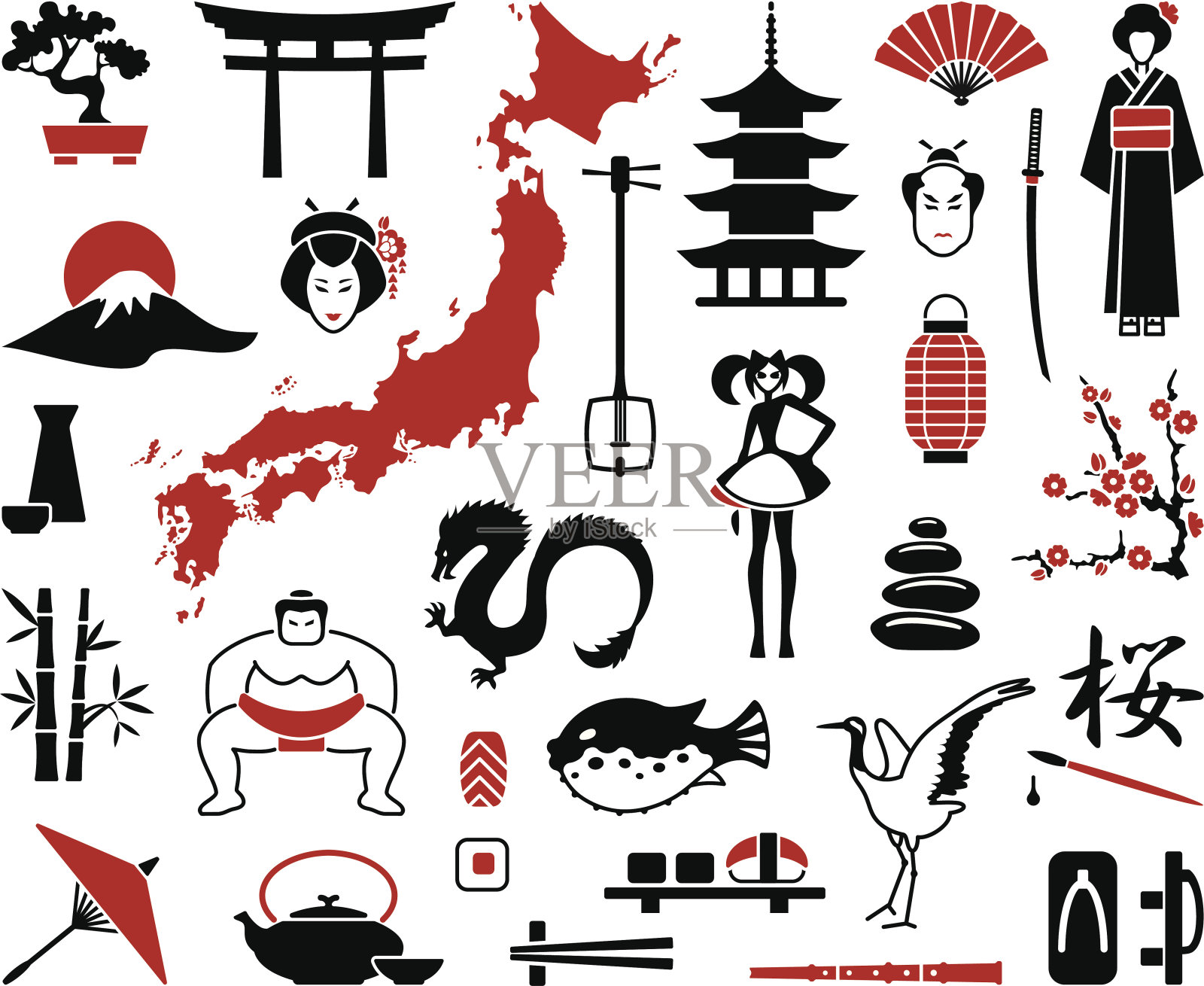 日本的图标插画图片素材