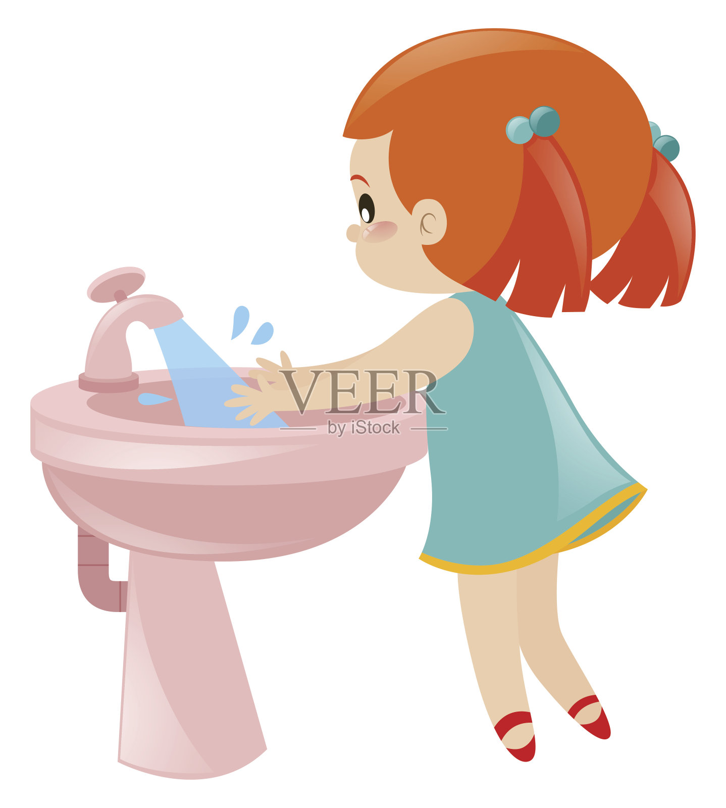 女孩在水槽里洗手设计元素图片