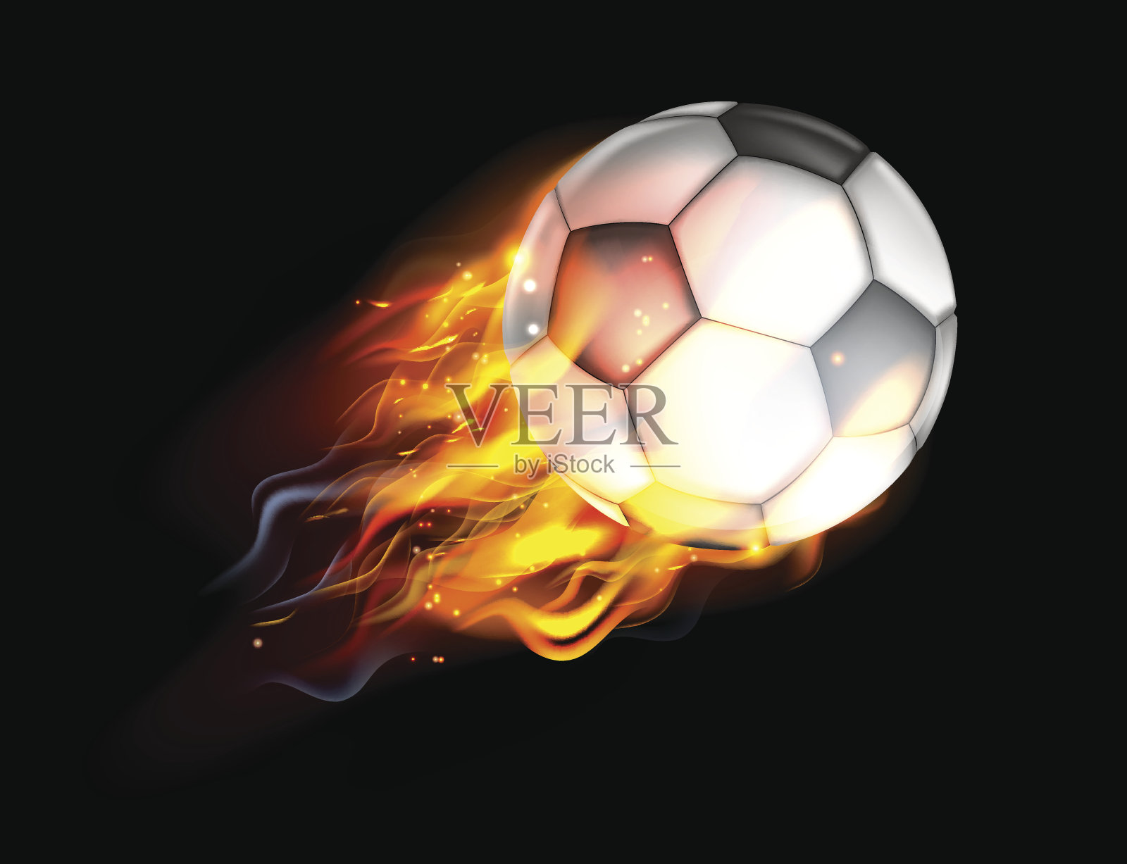 着火的足球插画图片素材