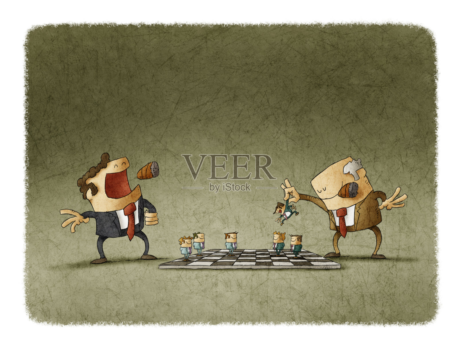 两个领导和员工下棋插画图片素材