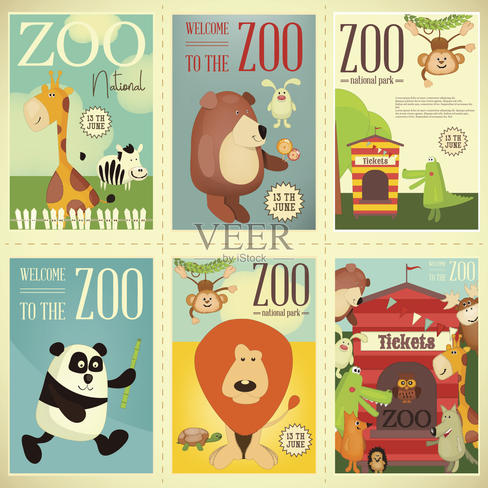 动物园公园海报插画图片素材