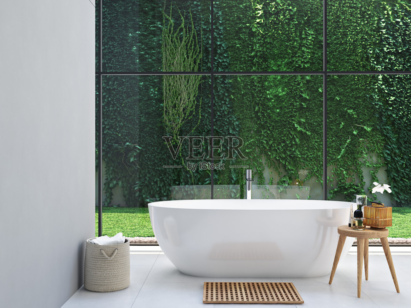 绿色的温泉浴室。三维渲染照片摄影图片