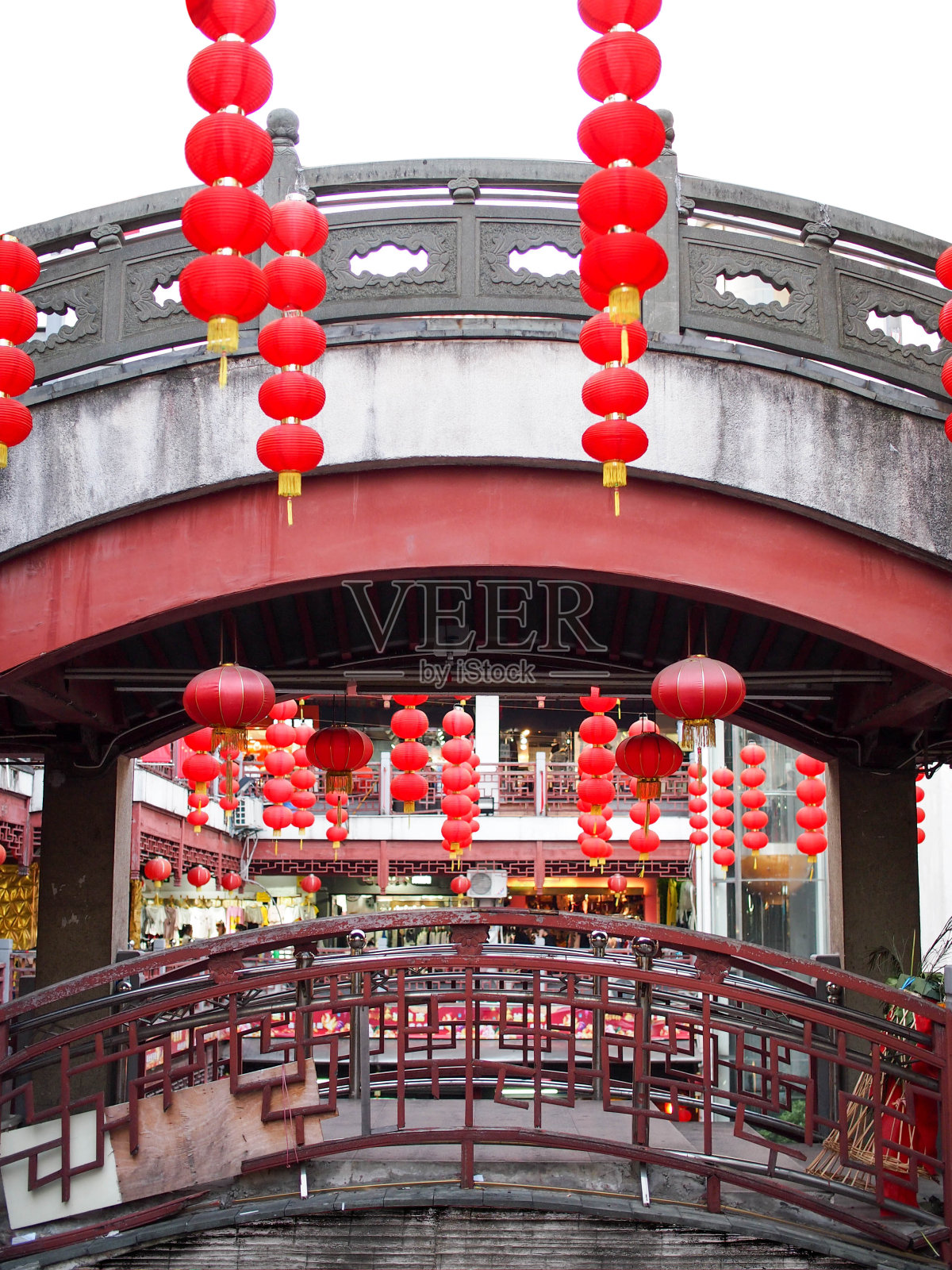 中国灯笼和传统拱廊照片摄影图片
