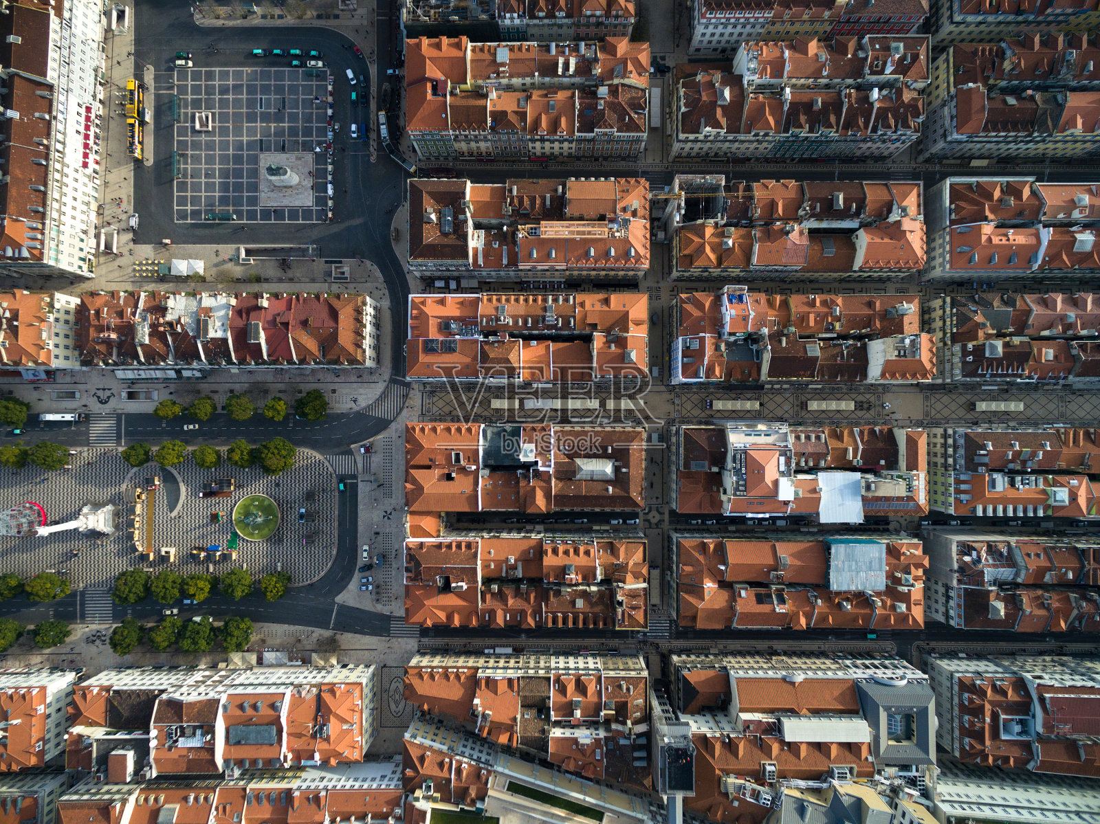 葡萄牙里斯本Rossio广场顶视图照片摄影图片