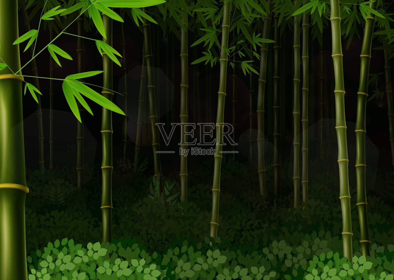 竹林夜景插画图片素材