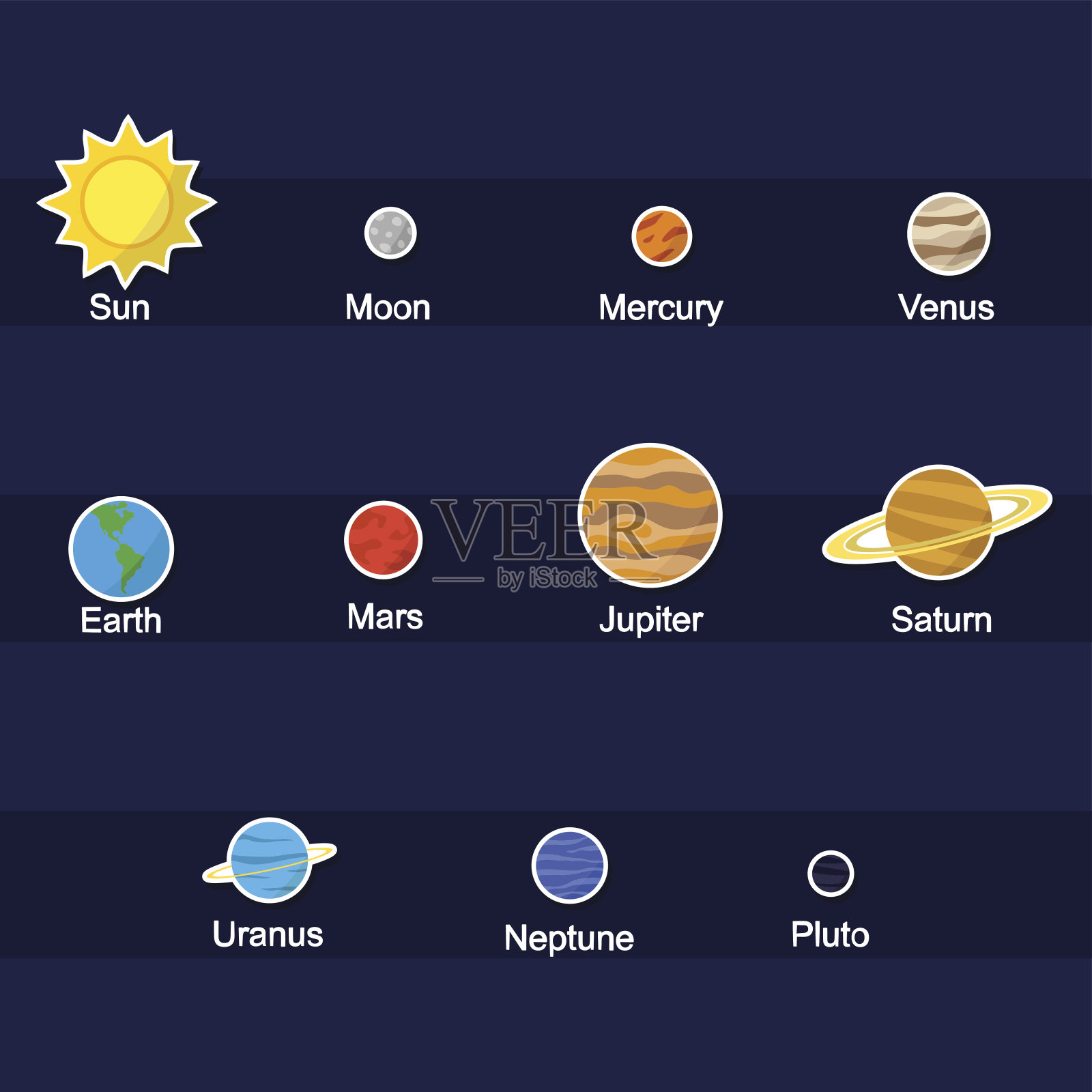 颜色图标设置与行星为您的设计插画图片素材