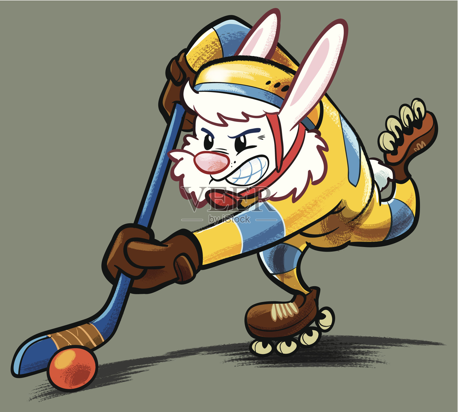 在线曲棍球兔子插画图片素材