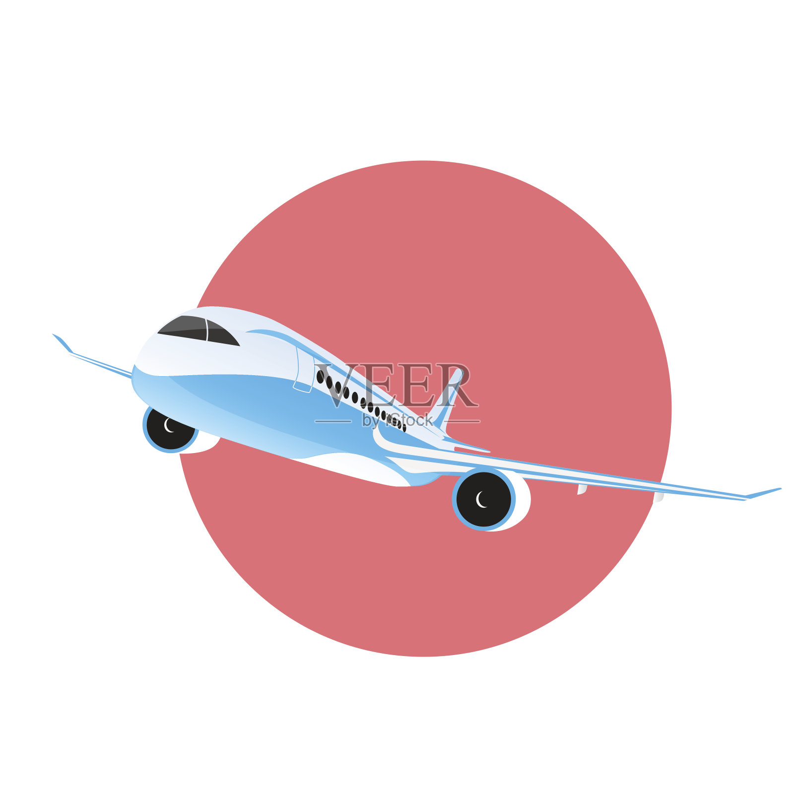 飞机在天空中飞行插画图片素材
