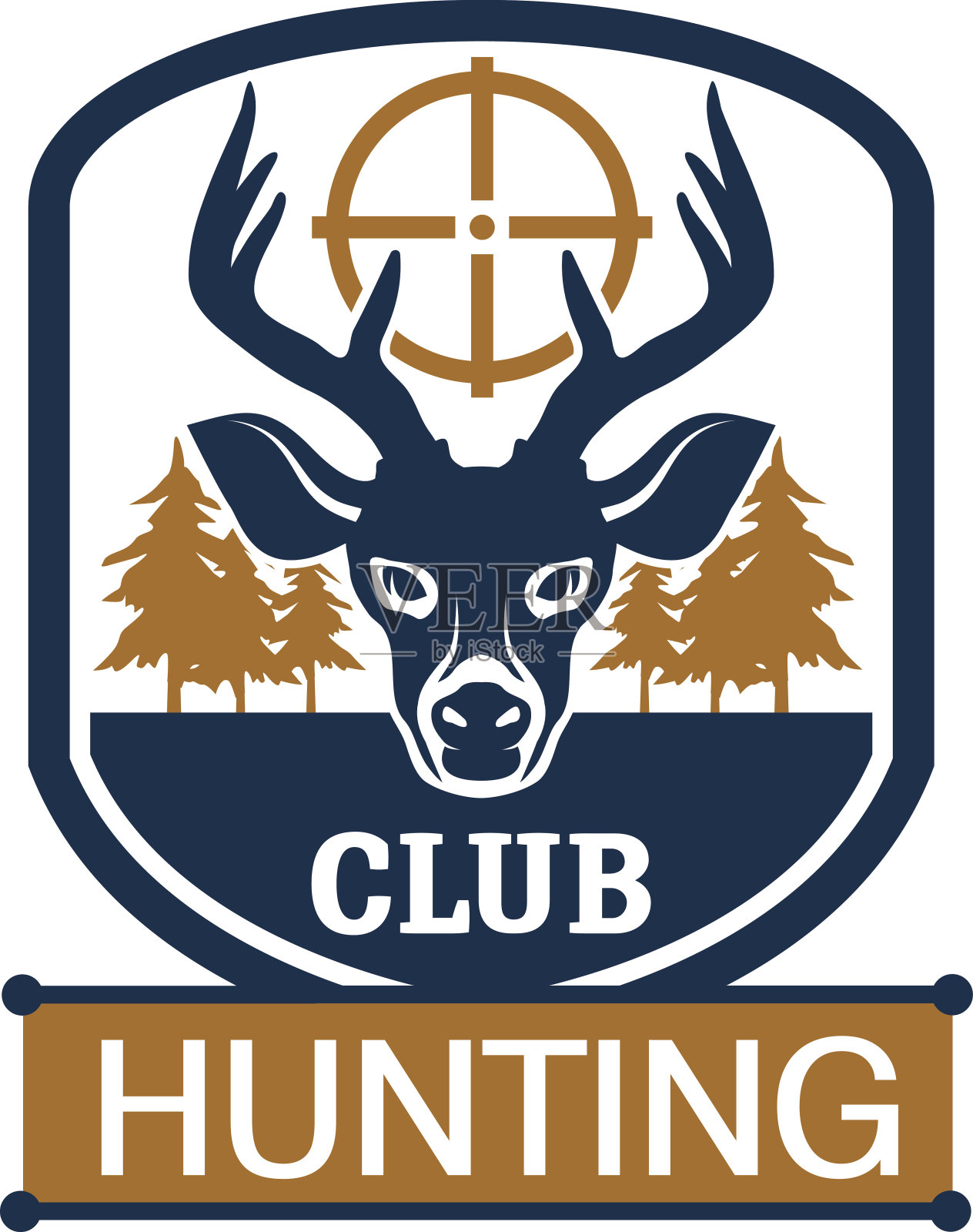 狩猎俱乐部的纹章，目标是鹿插画图片素材