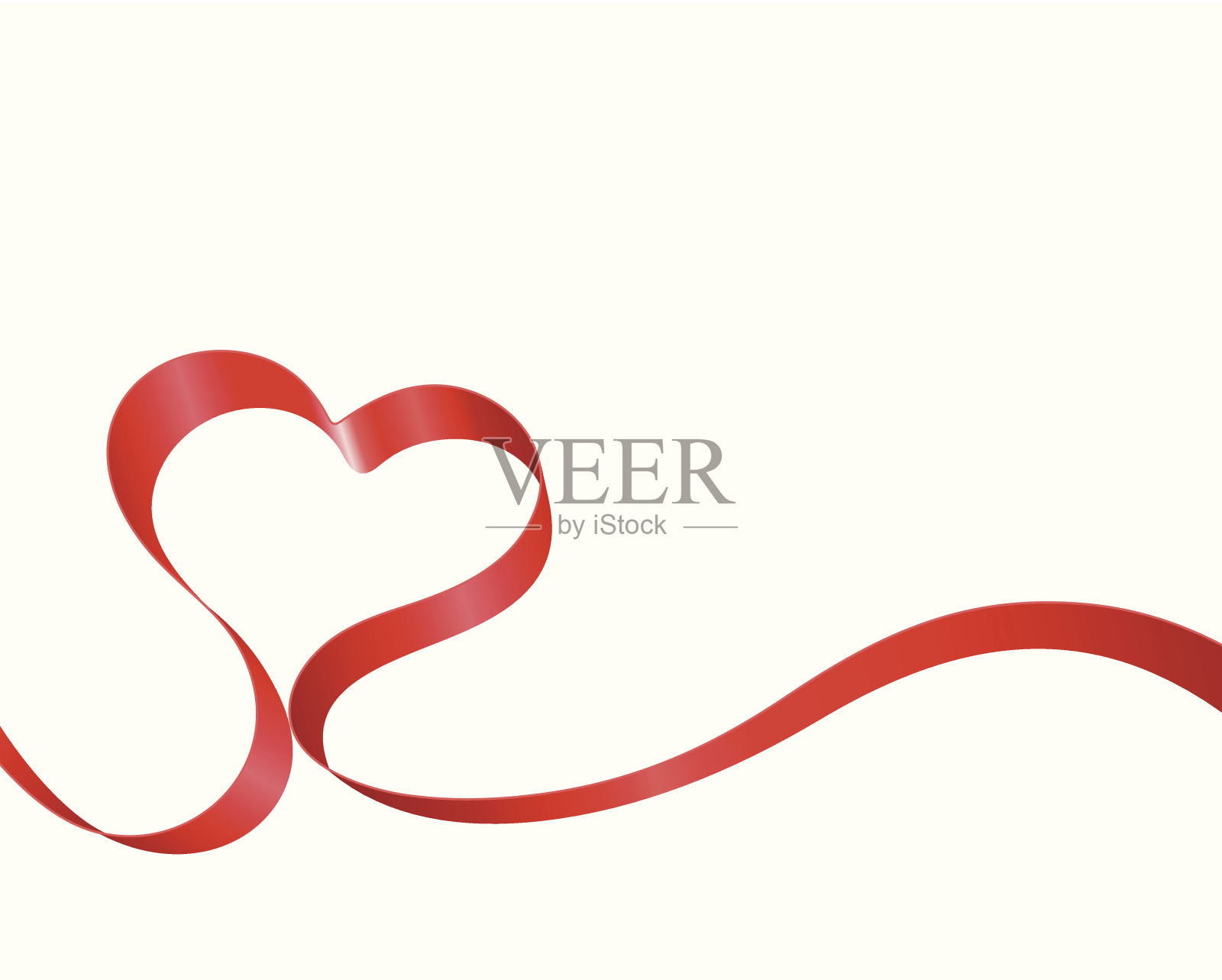 一颗带红色丝带的情人节爱心插画图片素材