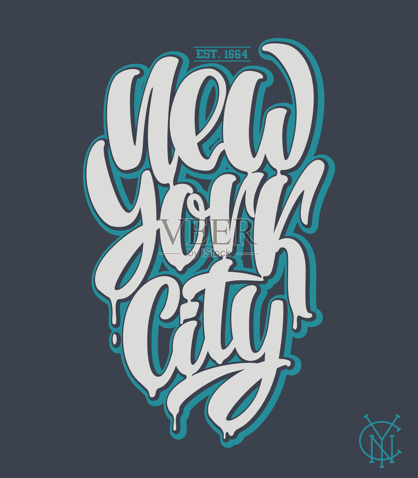 纽约市，字母设计手写短语。插画图片素材