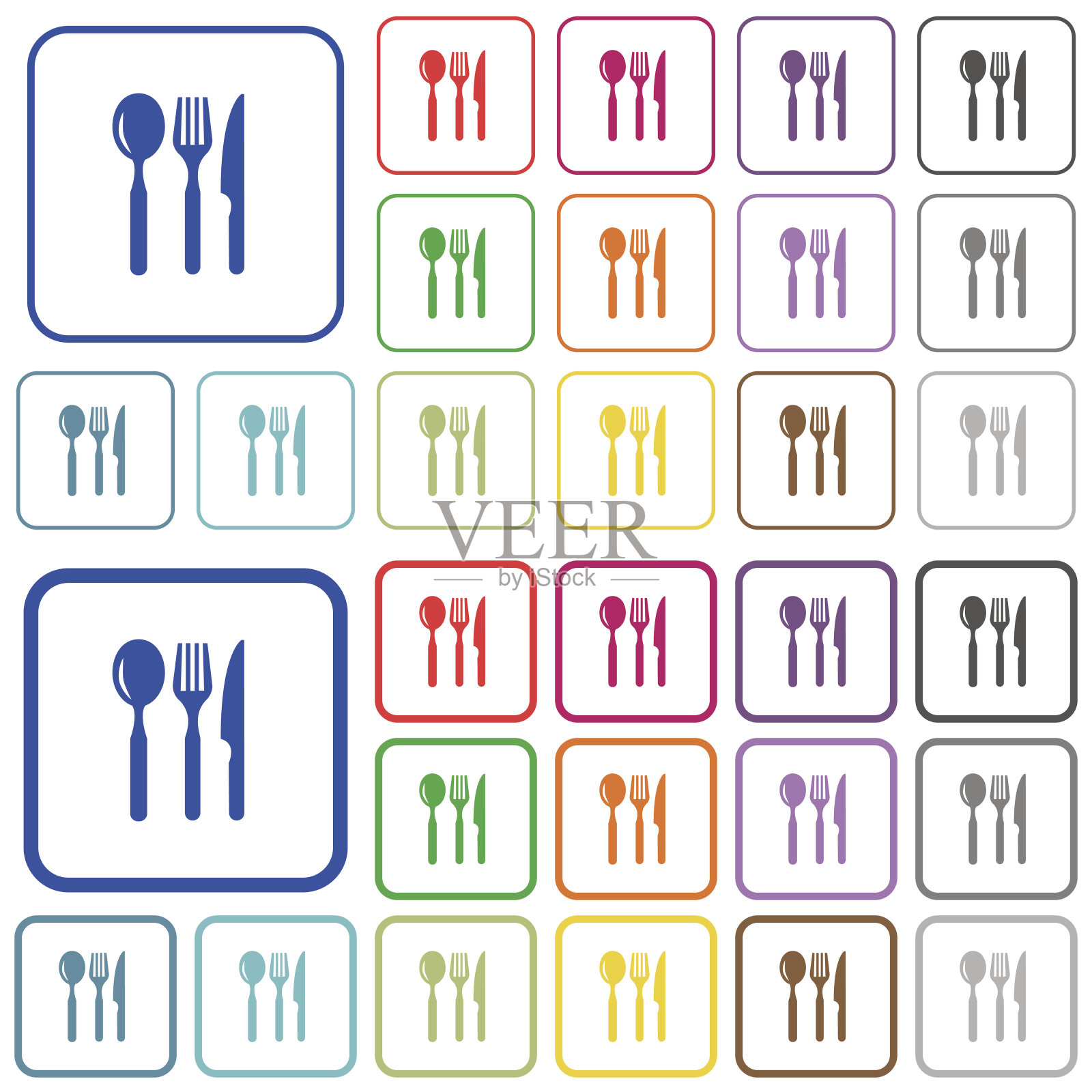 餐厅概述了平面颜色图标图标素材