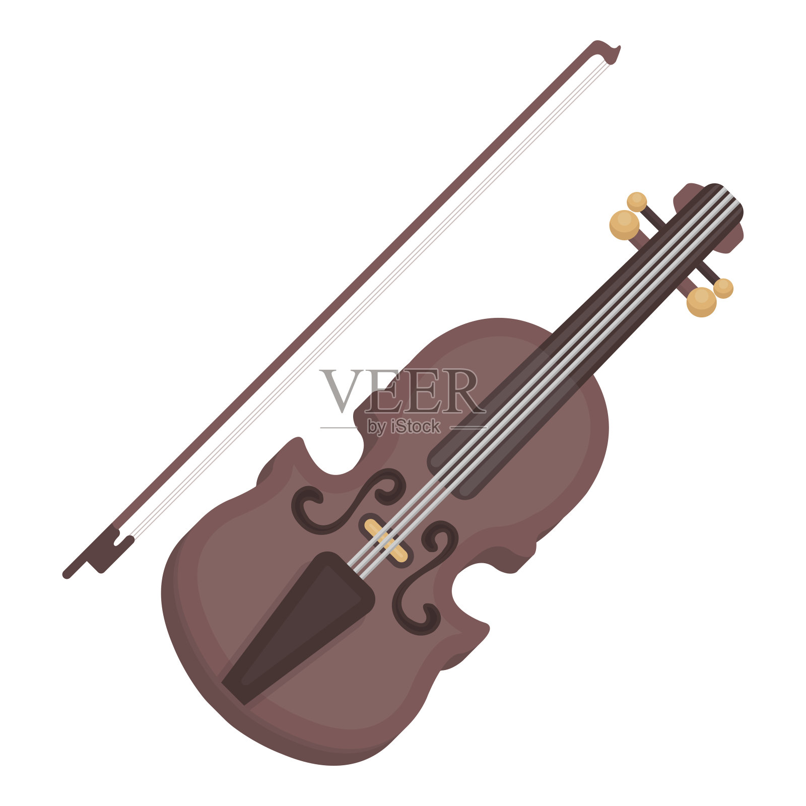 小提琴图标在卡通风格孤立的白色背景。乐器符号股票矢量插图设计元素图片