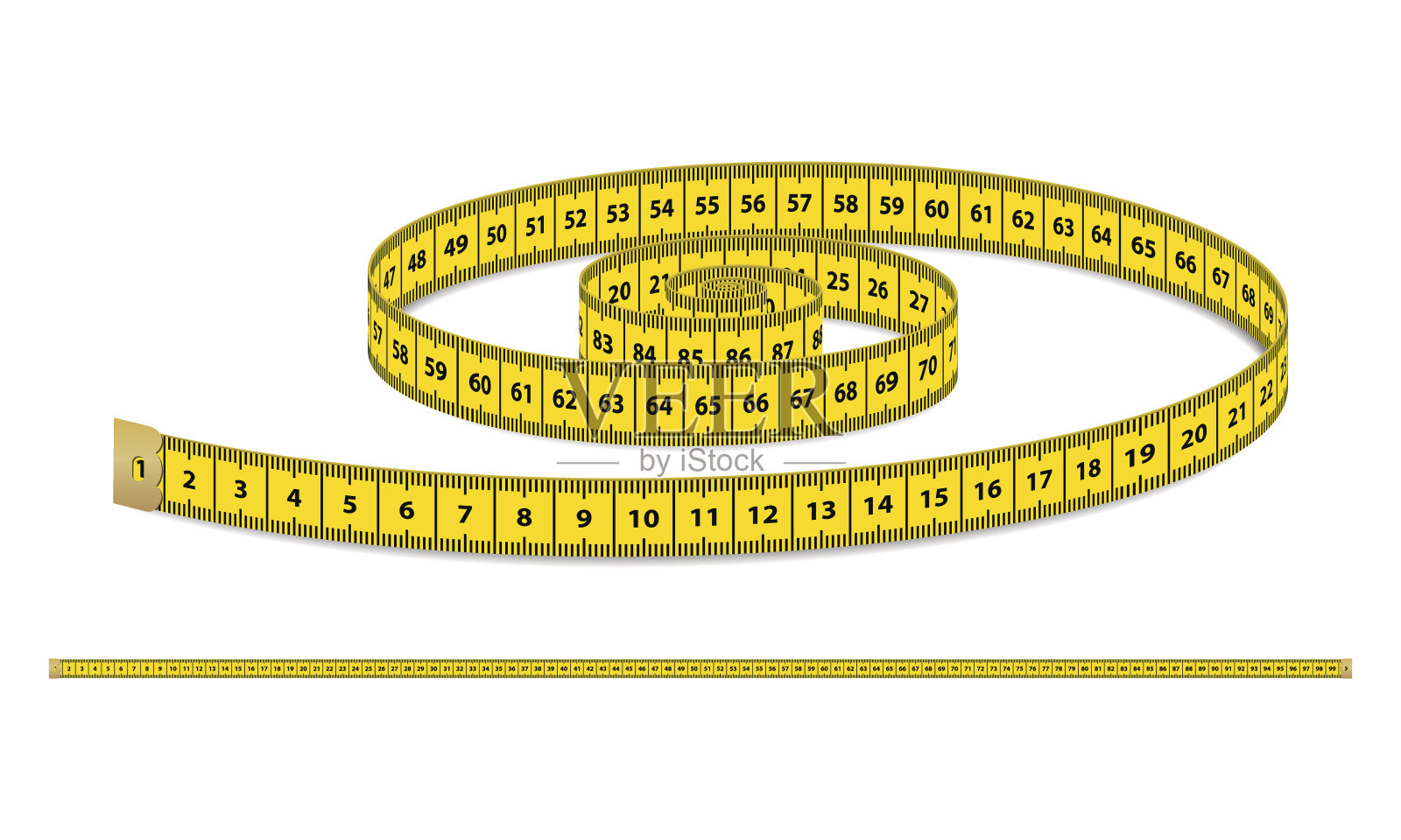 矢量黄色现实的测量磁带，皮带为服装孤立的白色背景。EPS10中的设计模板设计元素图片