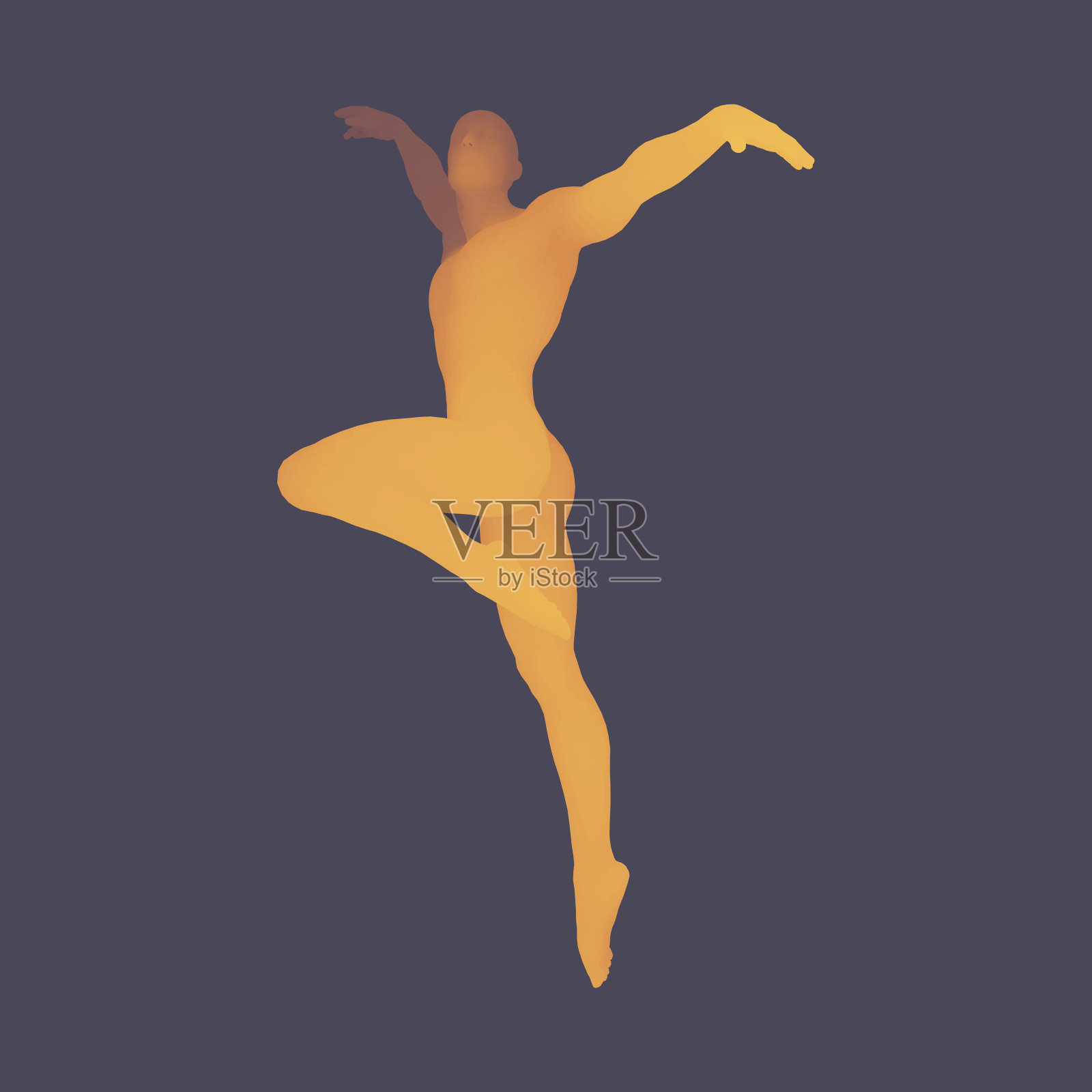 芭蕾舞演员的剪影。人的三维模型。运动的象征。矢量插图。插画图片素材