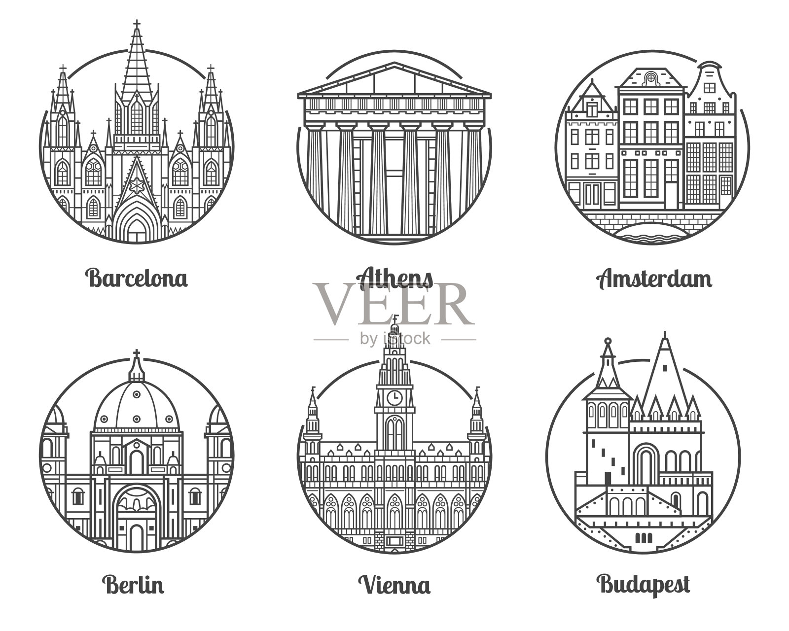 欧洲旅游目的地插画图片素材