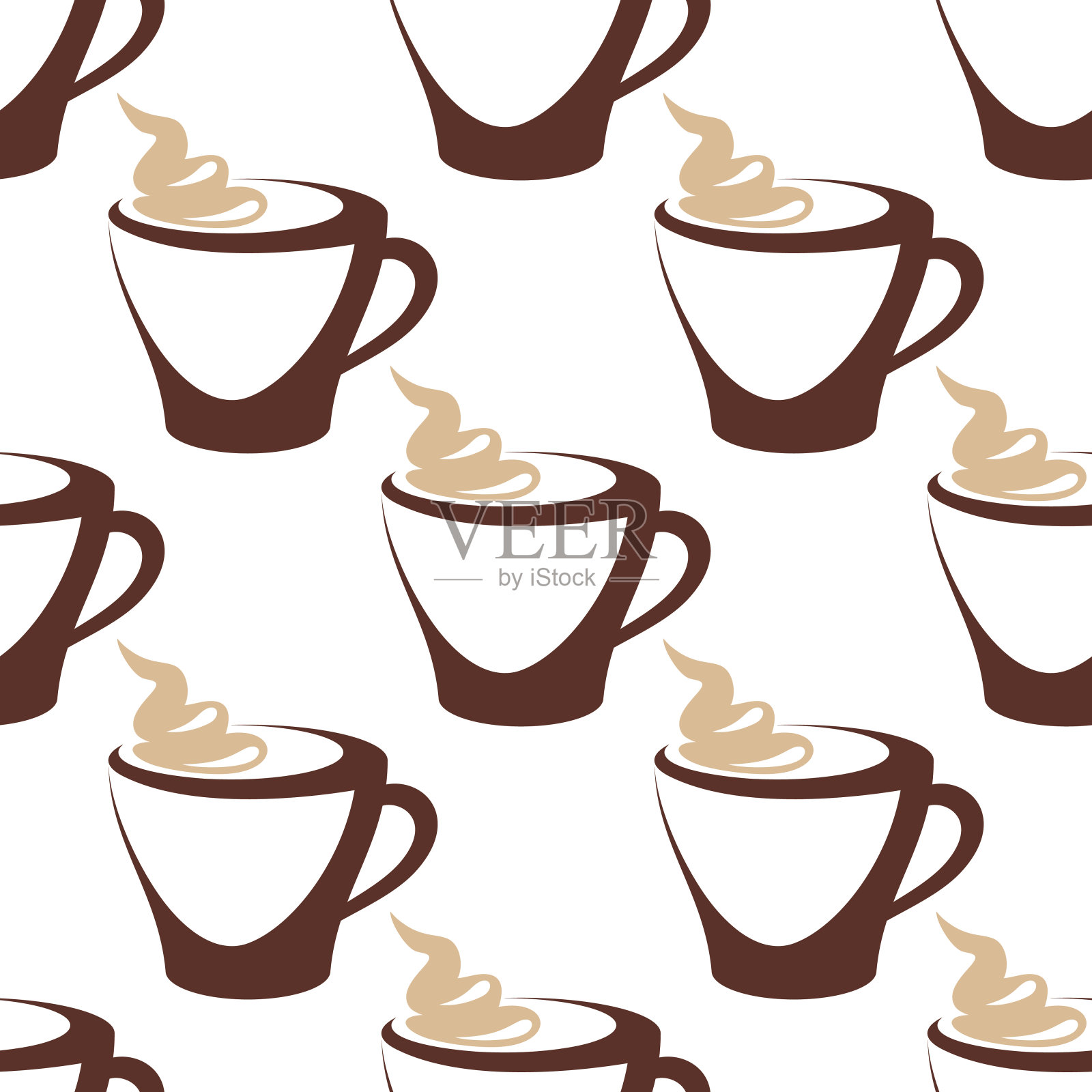 奶油咖啡杯无缝图案插画图片素材