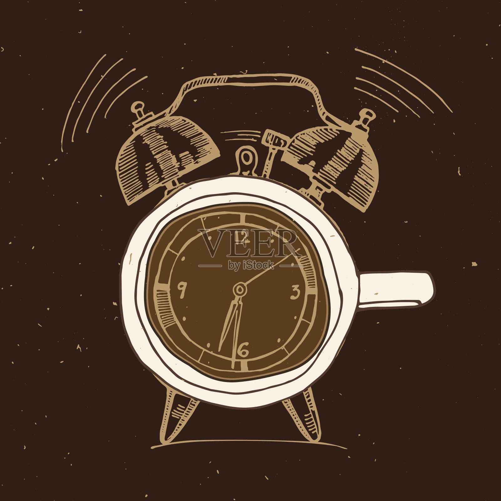 闹钟和咖啡涂鸦的概念插图插画图片素材