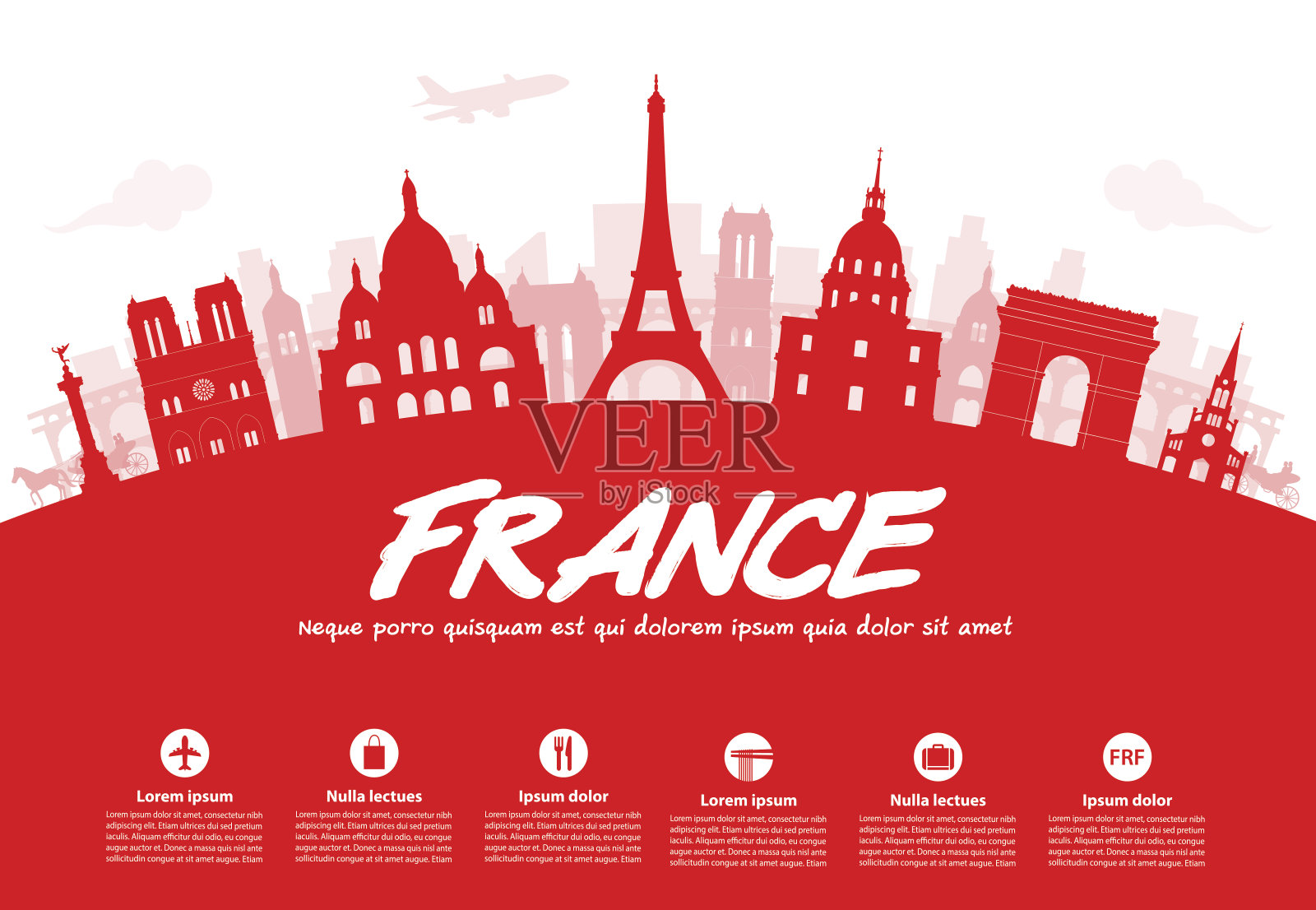 法国，巴黎旅游地标。插画图片素材