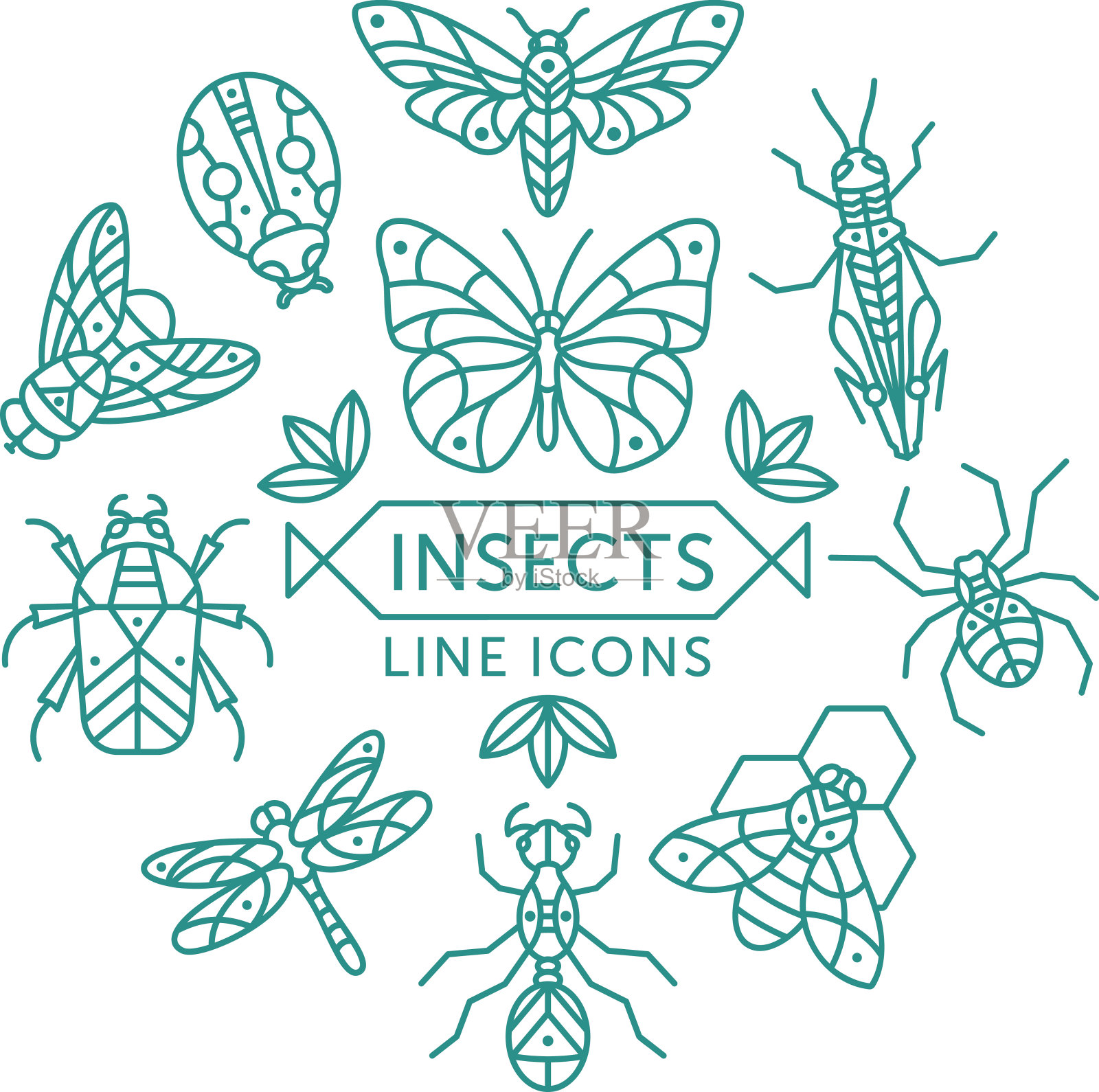 昆虫行图标插画图片素材