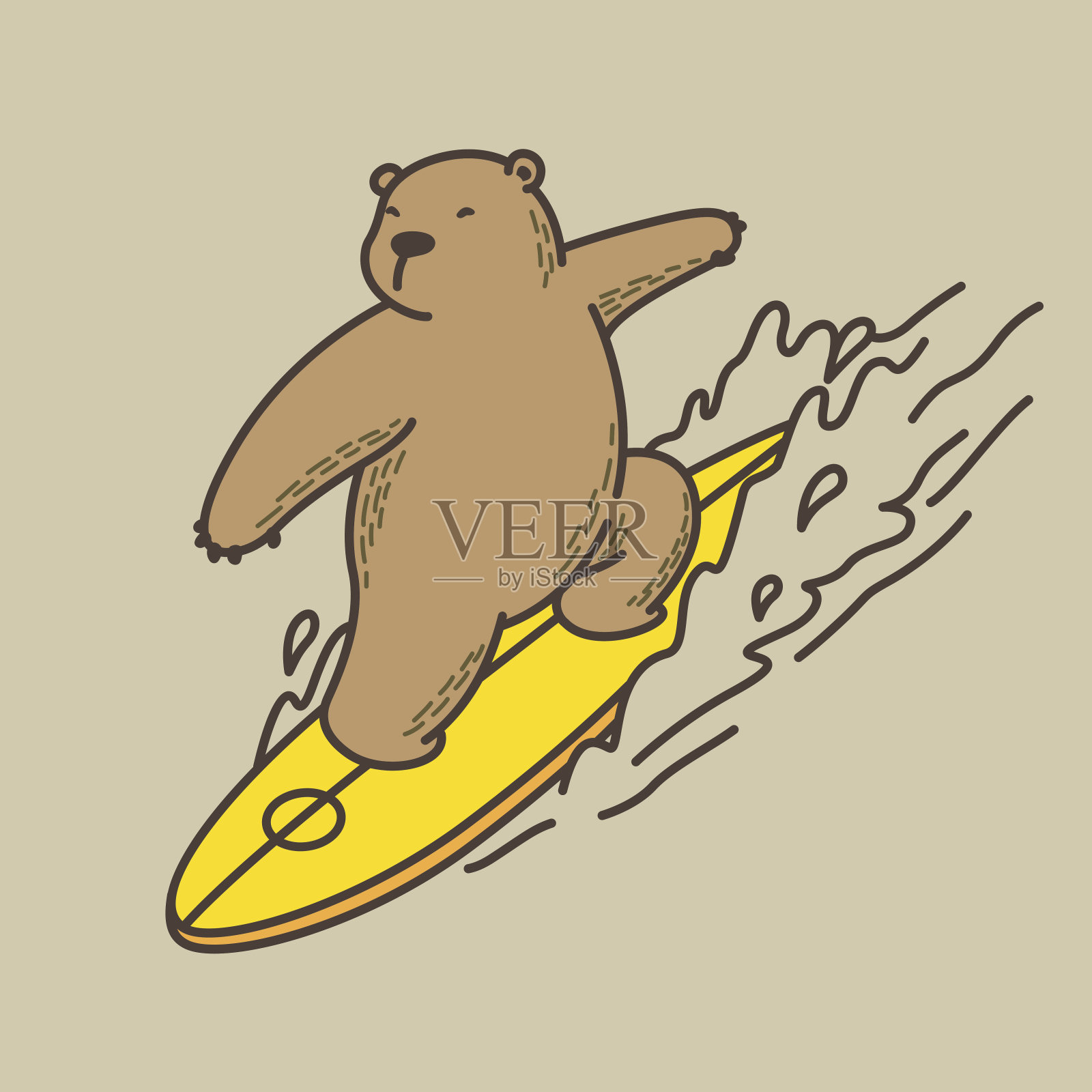 北极熊冲浪海洋海洋插图插画图片素材