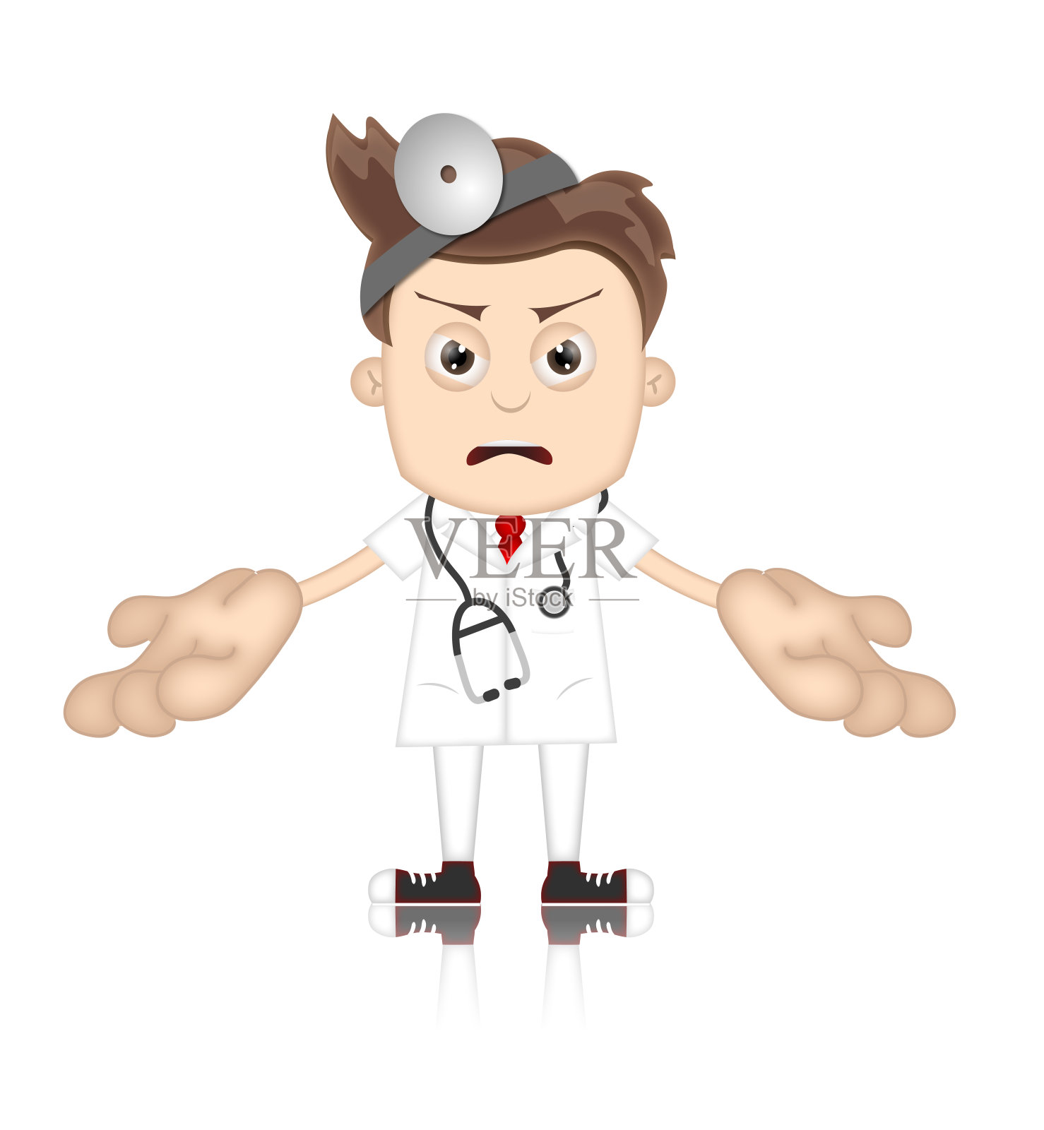 本男孩，愤怒的医生，医生，医院卡通插画图片素材
