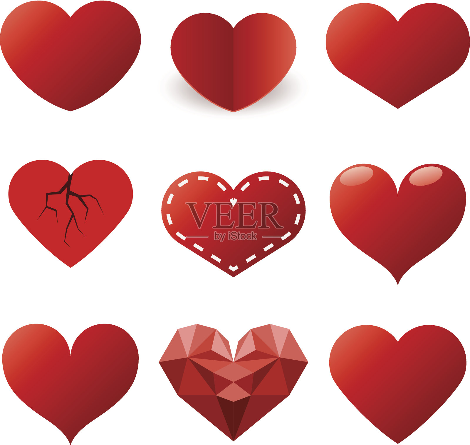 红色的心的形状插画图片素材