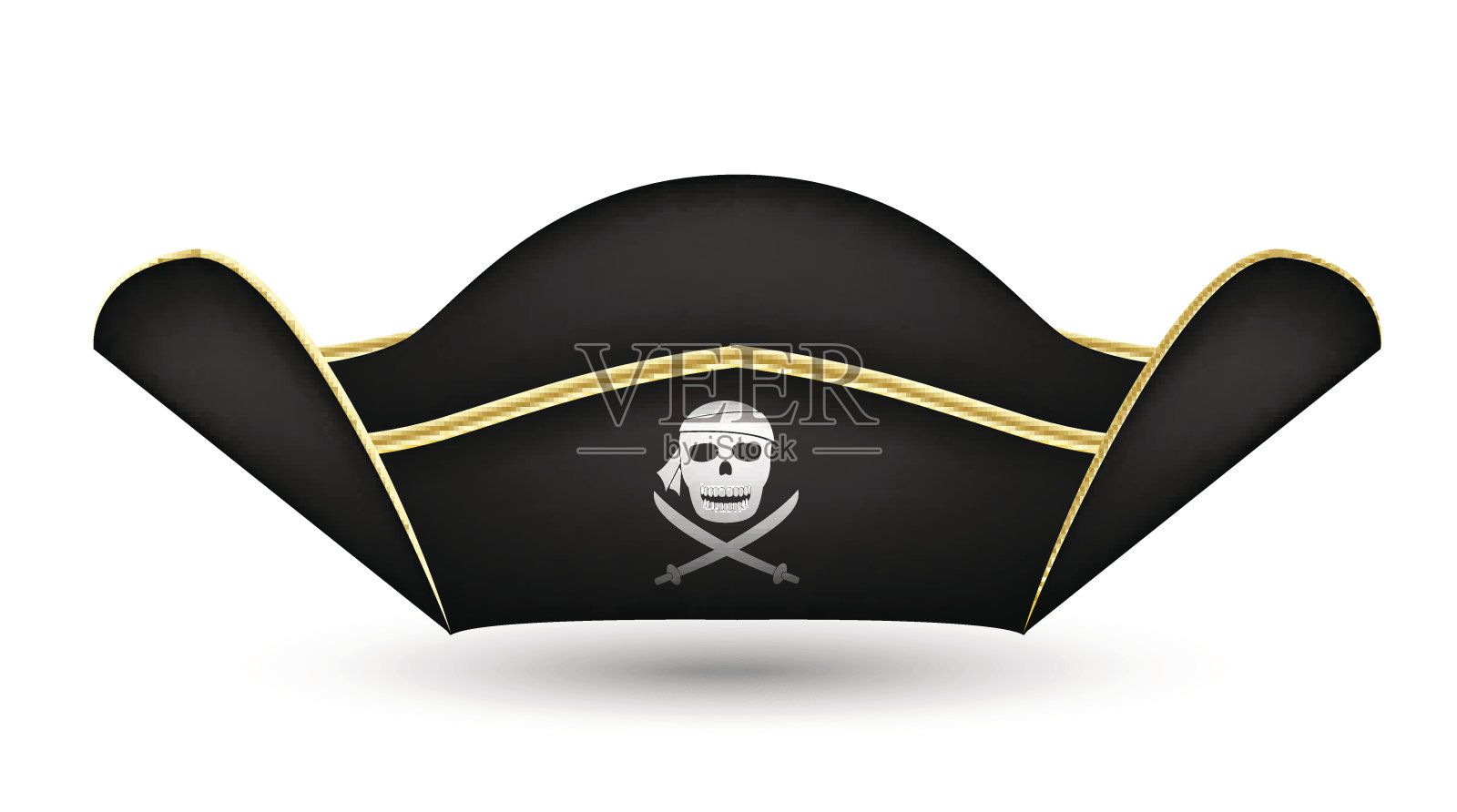 白色背景上的海盗船长的帽子设计元素图片