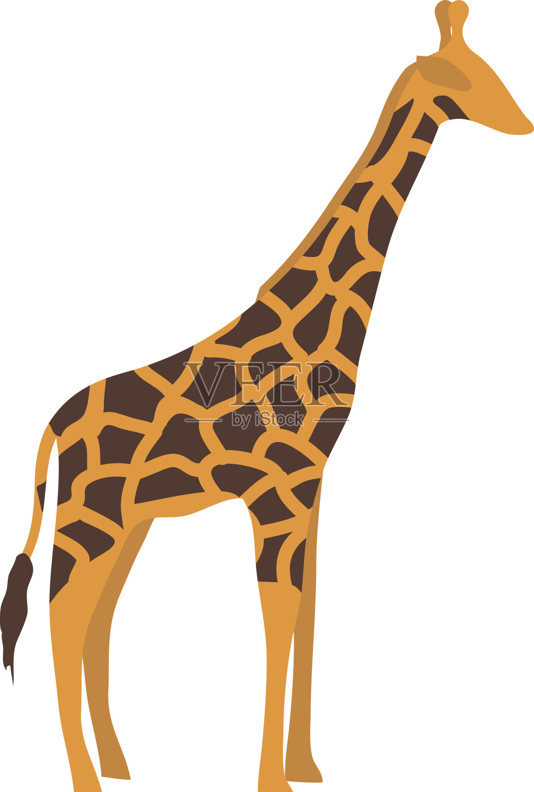 可爱的长颈鹿卡通矢量插图。设计元素图片