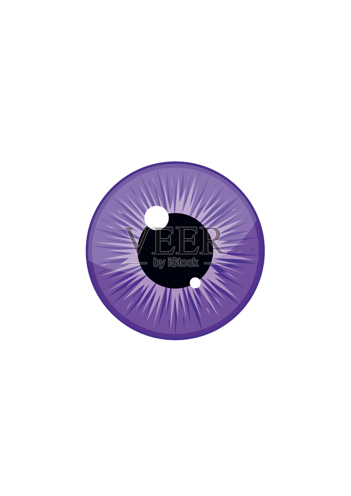 人紫眼球虹膜瞳孔孤立在白色背景上。眼睛插画图片素材