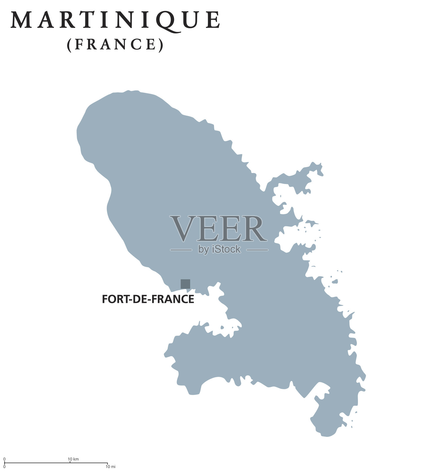 马提尼克岛的政治地图插画图片素材