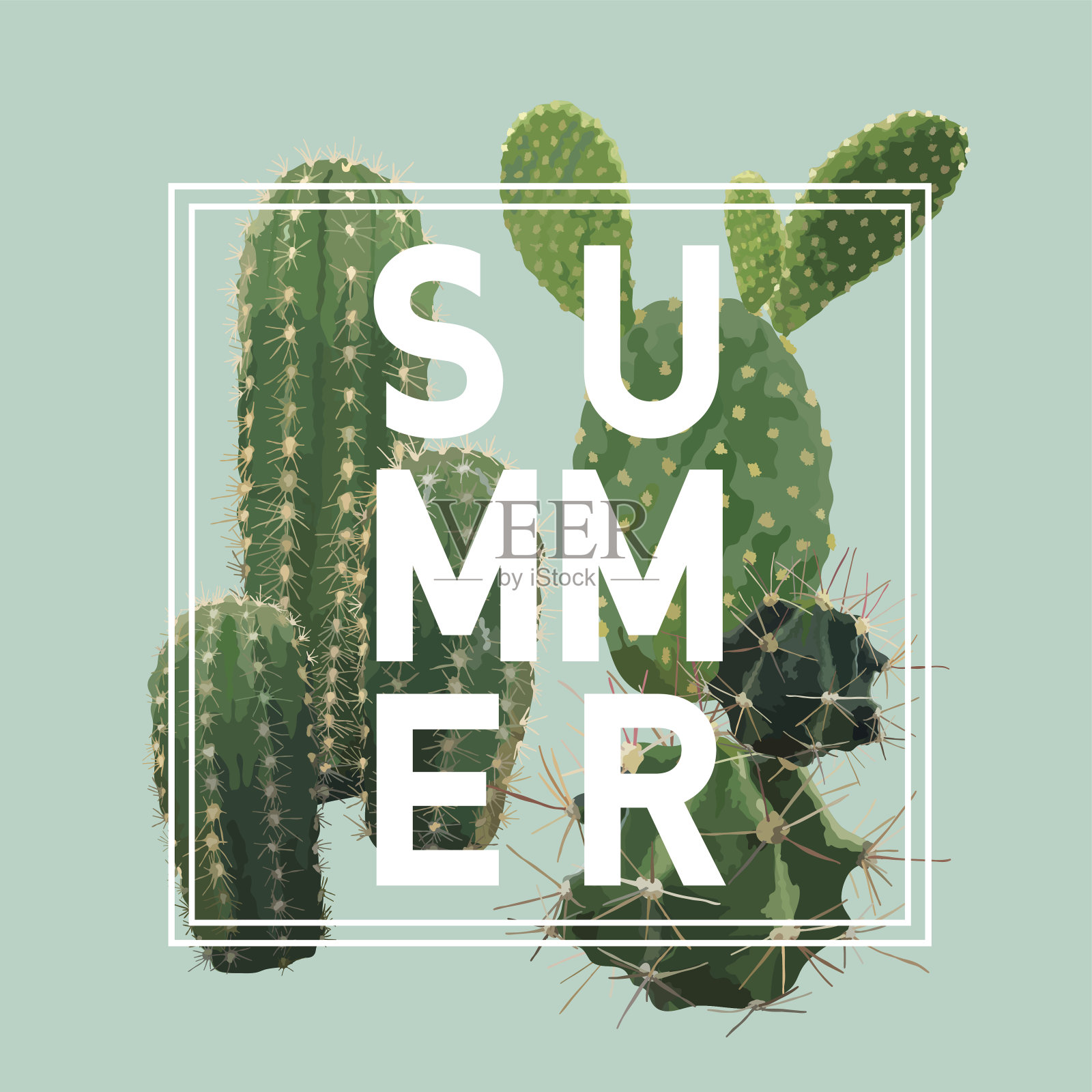 复古热带夏季仙人掌设计的t恤，时尚，印花设计元素图片